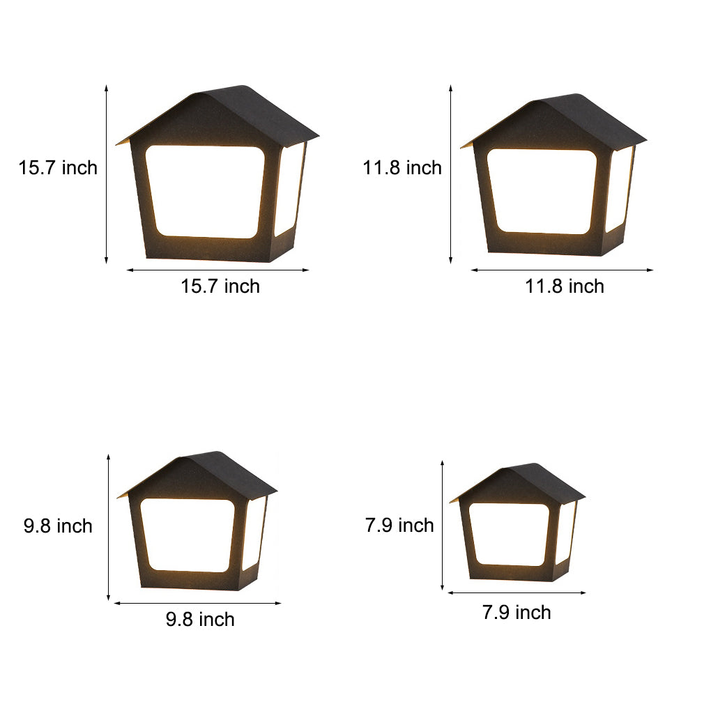 Cottage Shaped LED Waterproof Black Contemporary Solar Fence Post Lights Pillar Light, Outdoor Wall Light, detail 14