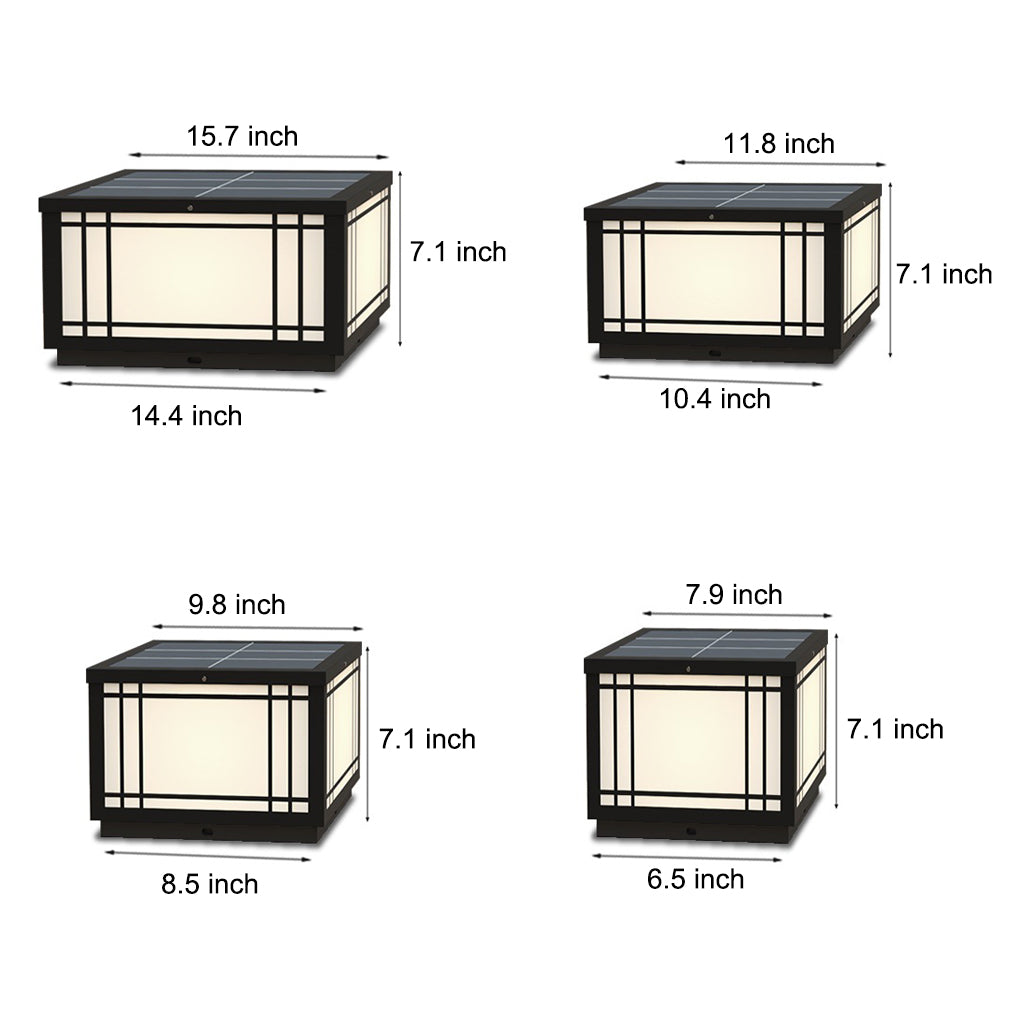 Stainless Steel Retro Grilles Waterproof LED 3 Step Dimming Solar Fence Post Lights with Remote, Outdoor Wall Light, detail 10
