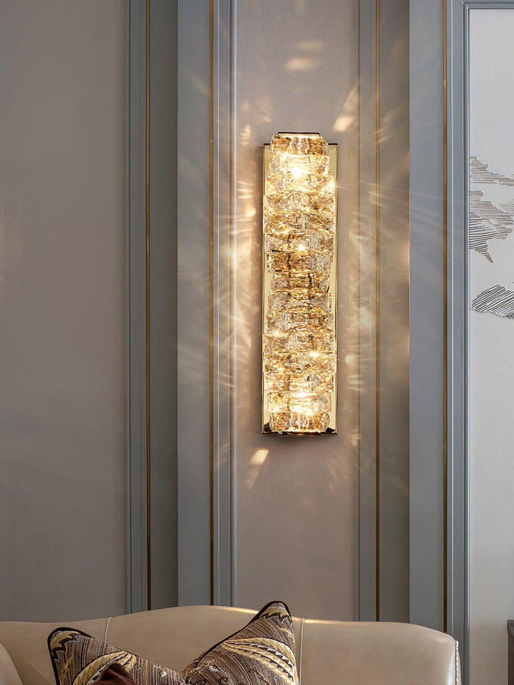 Laminated Crystal Wall Light, Hardwired Wall Sconce, detail 7