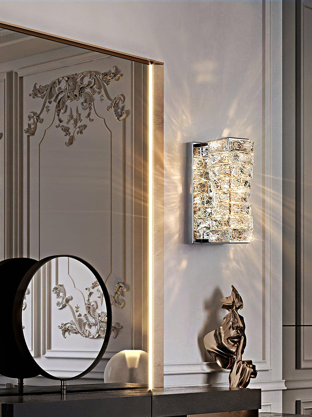 Laminated Crystal Wall Light, Hardwired Wall Sconce, detail 6