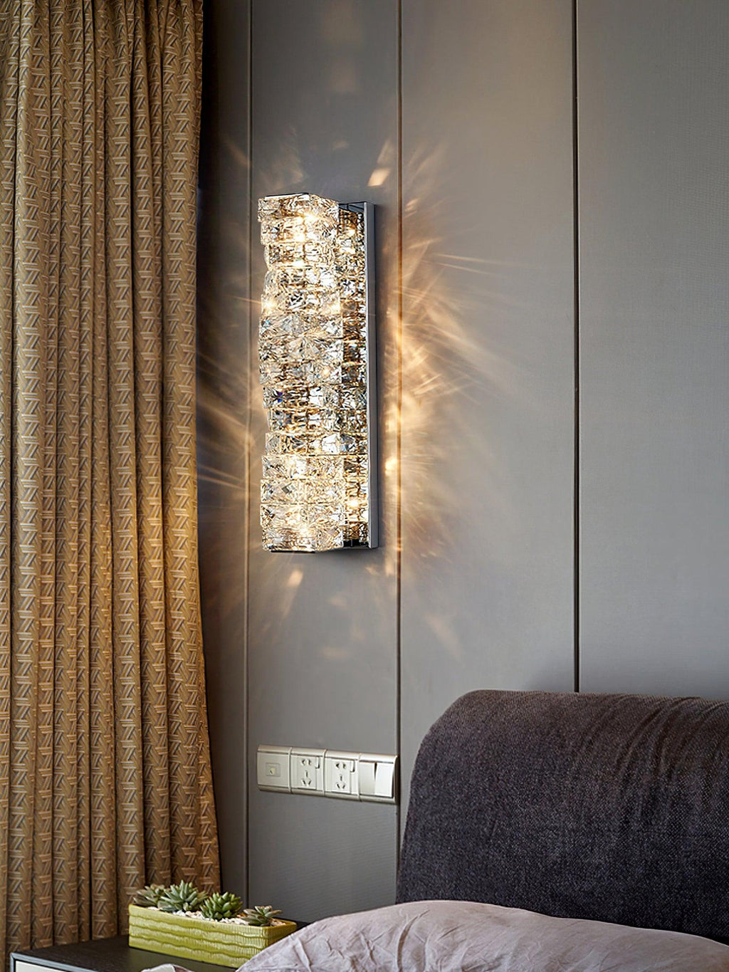 Laminated Crystal Wall Light, Hardwired Wall Sconce, detail 10