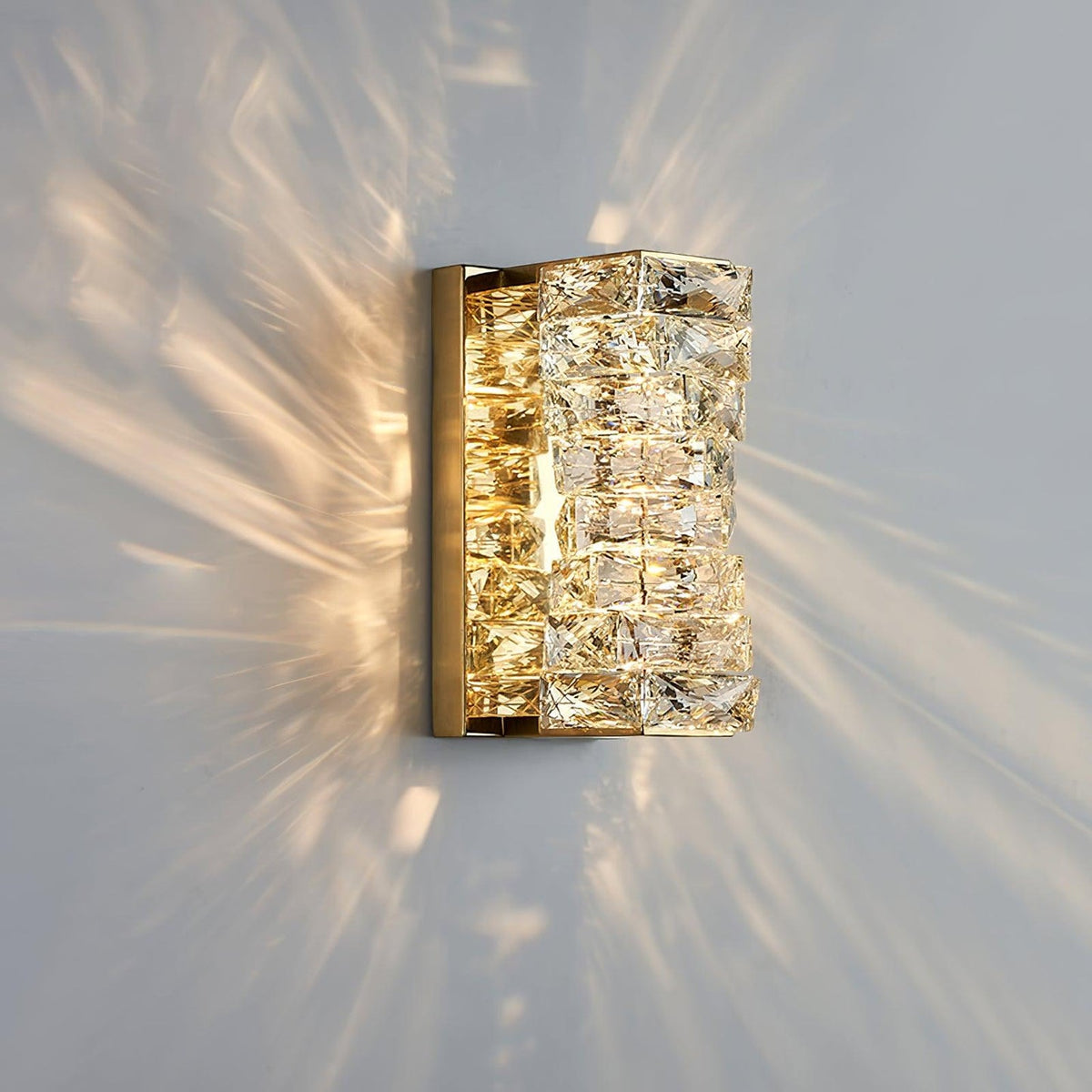 Laminated Crystal Wall Light, Hardwired Wall Sconce, Stainless steel, Dia 12cm x H 26cm
