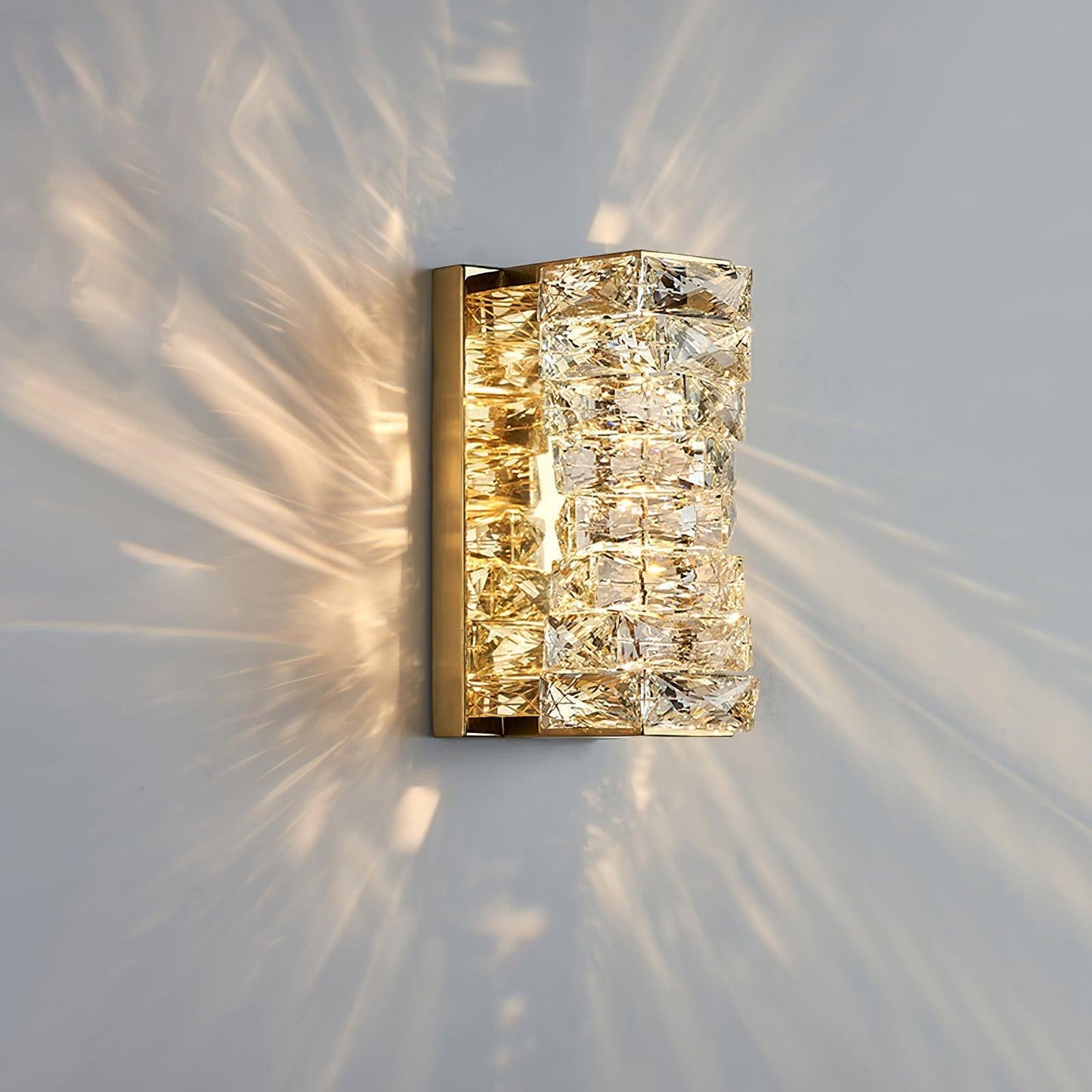 Laminated Crystal Wall Light, Hardwired Wall Sconce, Stainless steel, Dia 12cm x H 26cm