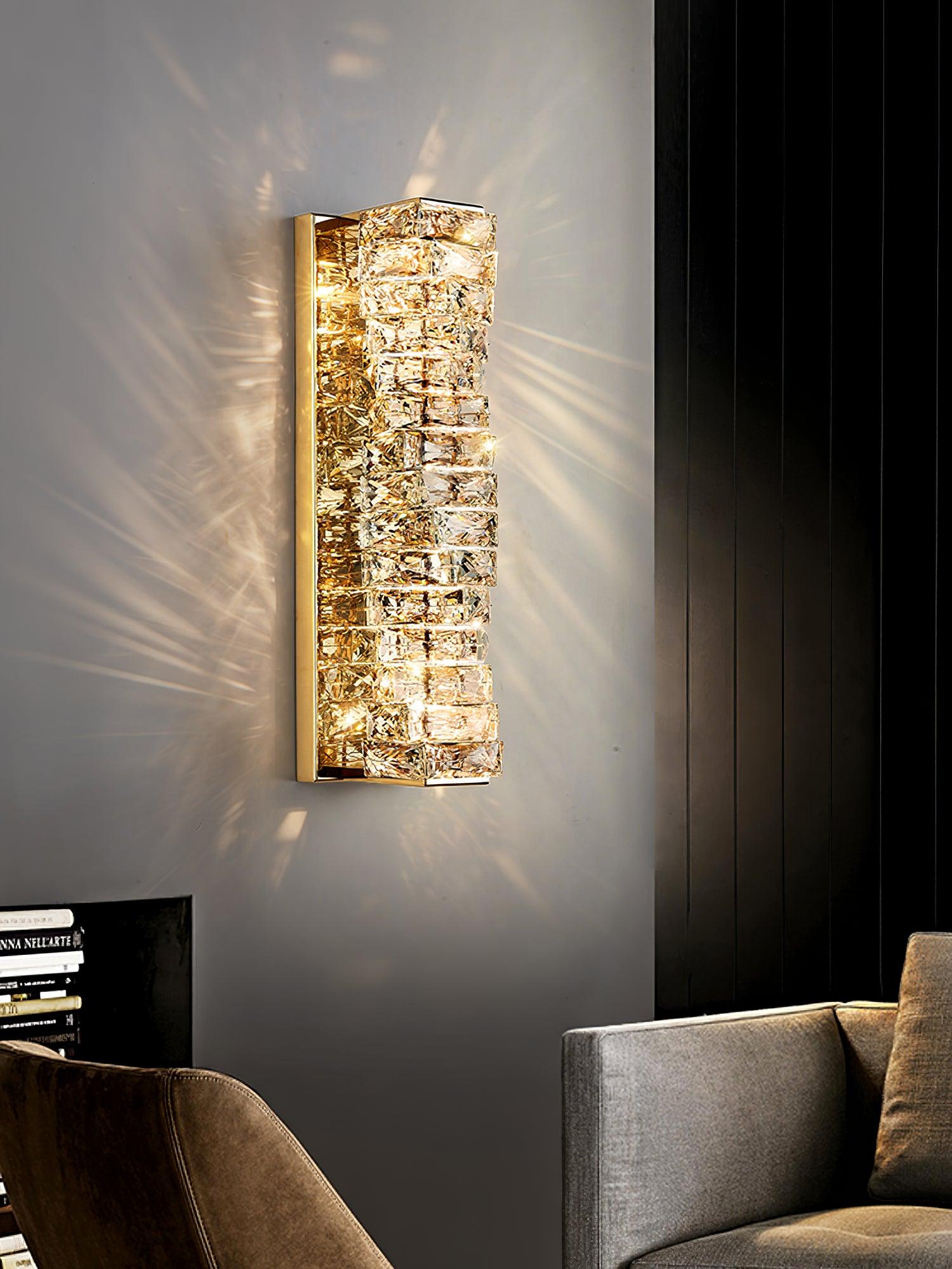 Laminated Crystal Wall Light, Hardwired Wall Sconce, detail 4