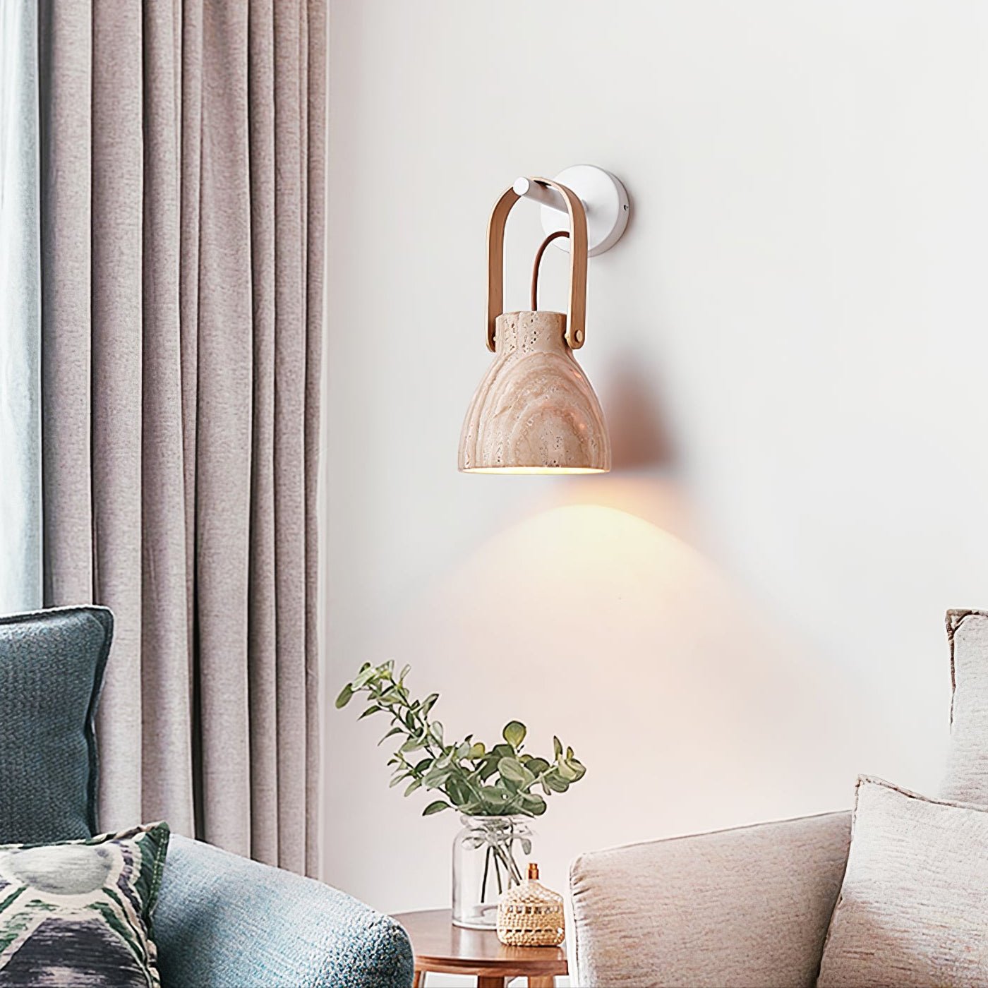 Lanta Arc Stone Wall Light, Hardwired Wall Sconce, detail 2