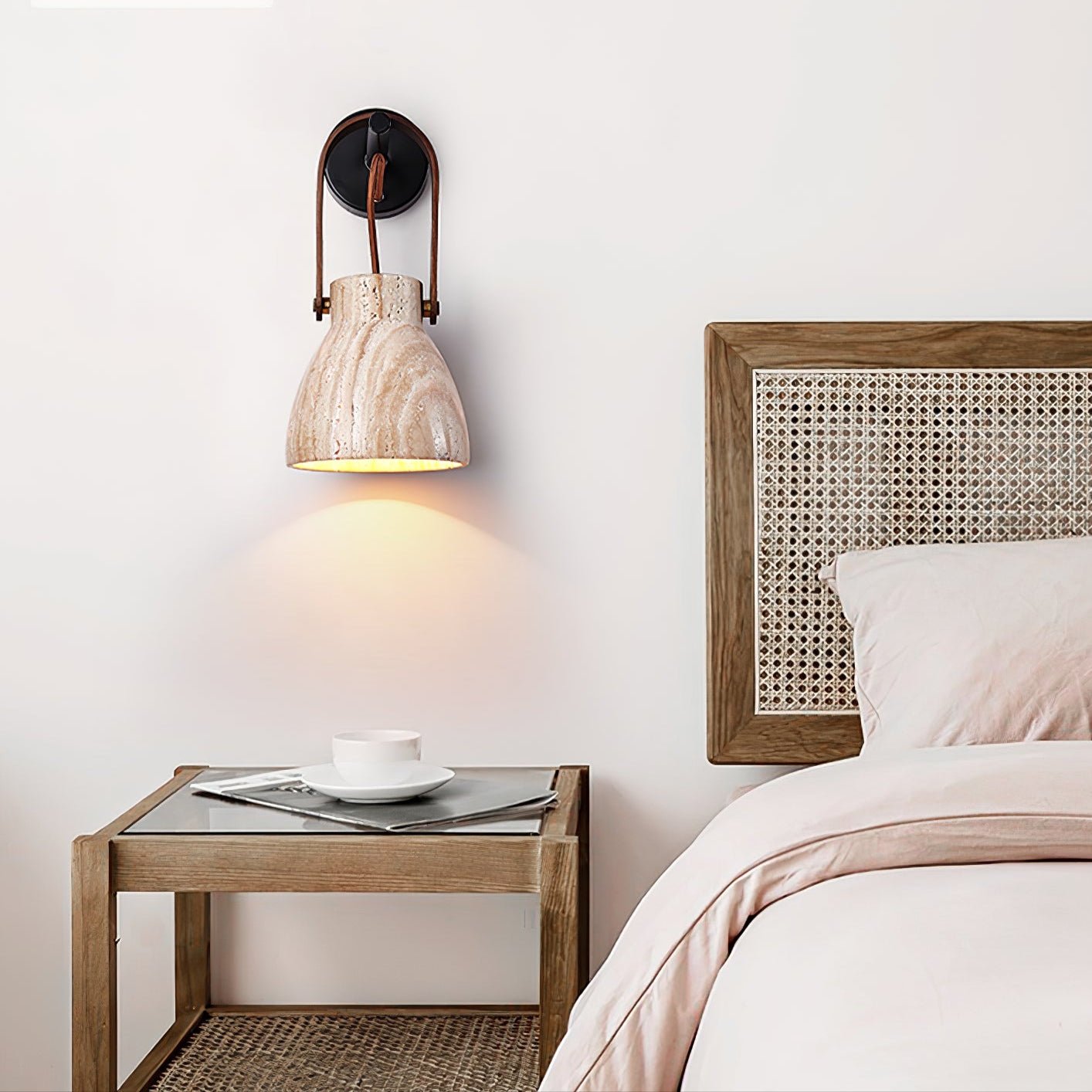 Lanta Arc Stone Wall Light, Hardwired Wall Sconce, detail 3