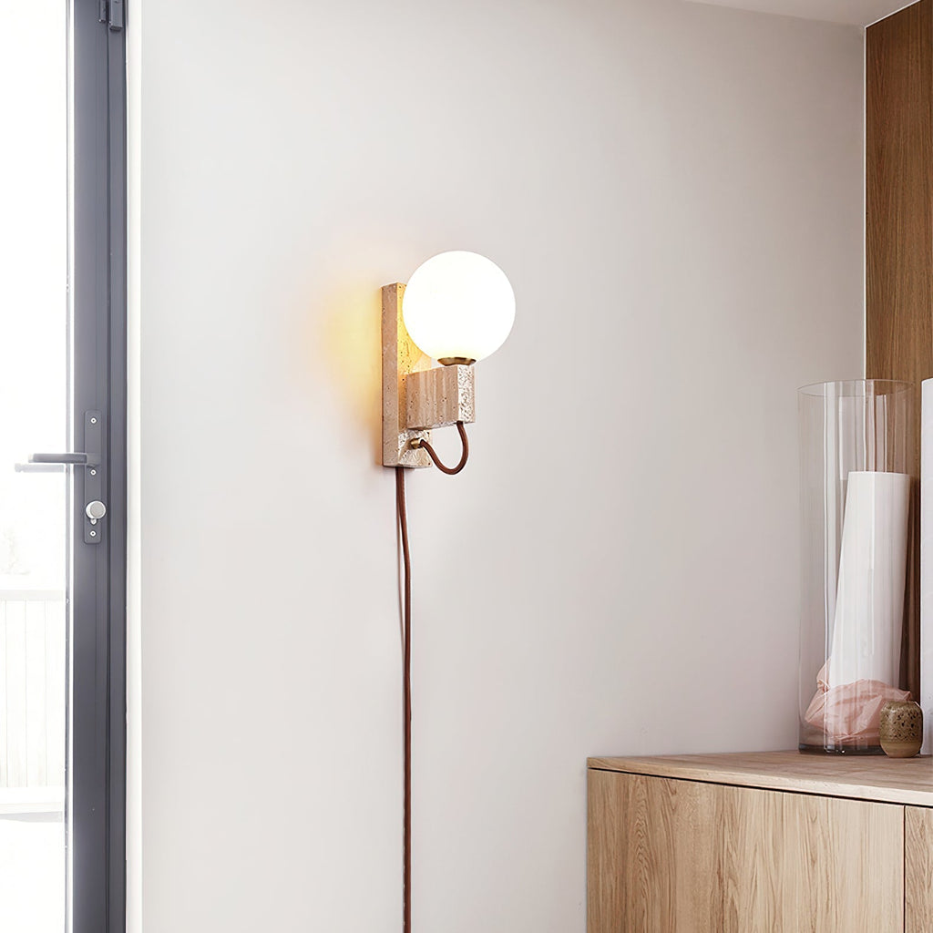 Atlas Globe Wall Light, Plug-In Wall Sconce, detail 3