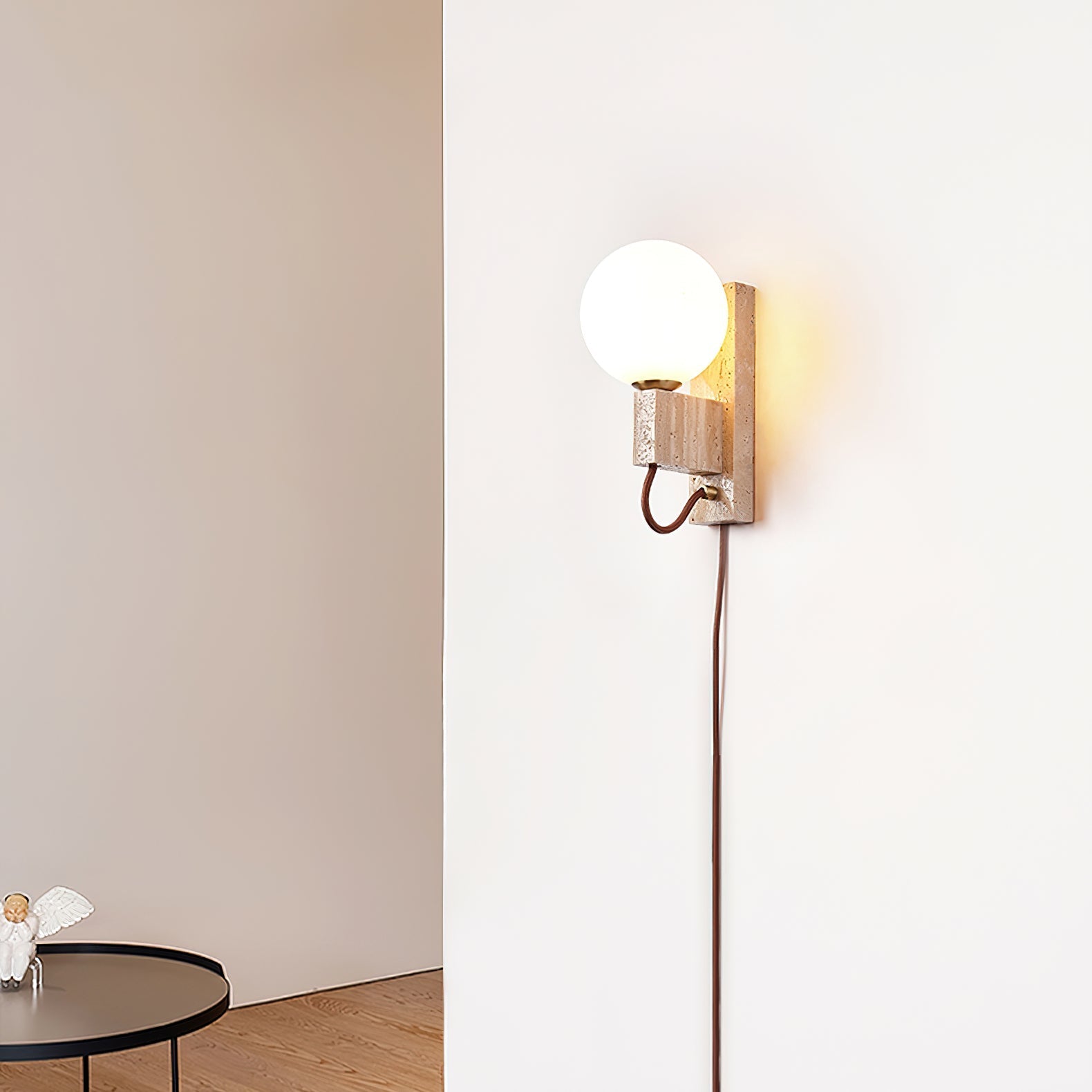 Atlas Globe Wall Light, Plug-In Wall Sconce, detail 4