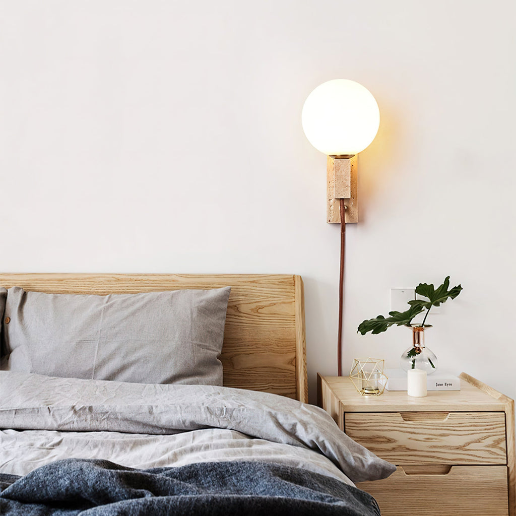 Atlas Globe Wall Light, Plug-In Wall Sconce, detail 5