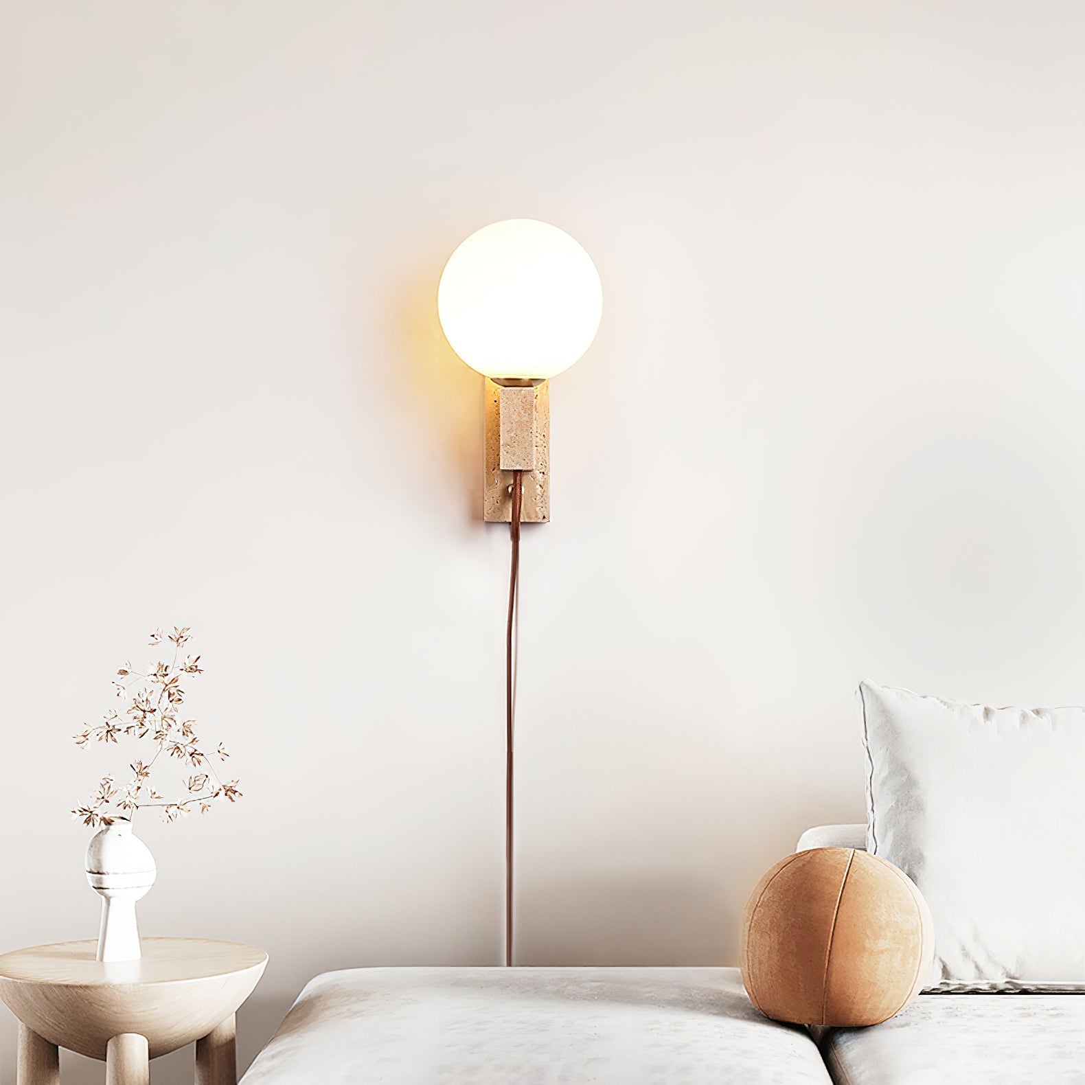 Atlas Globe Wall Light, Plug-In Wall Sconce, detail 2