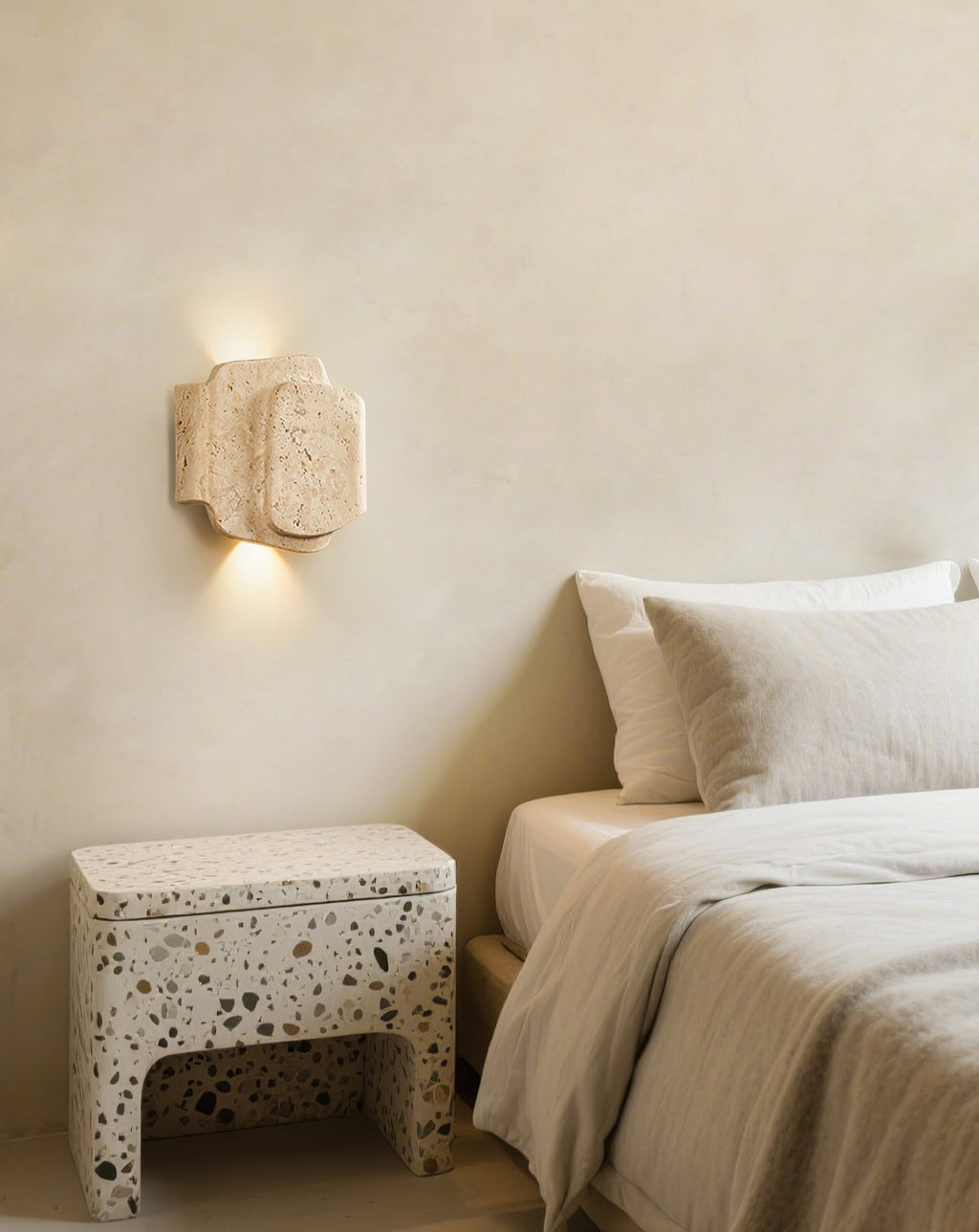Layered Travertine Wall Light, Hardwired Wall Sconce, detail 9