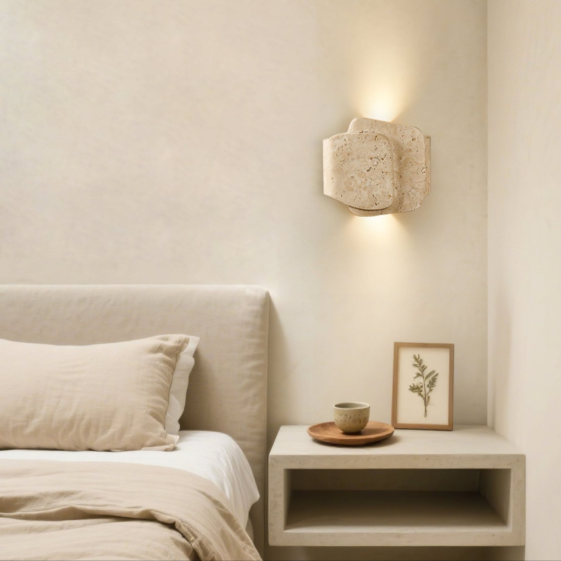 Layered Travertine Wall Light, Hardwired Wall Sconce, detail 4