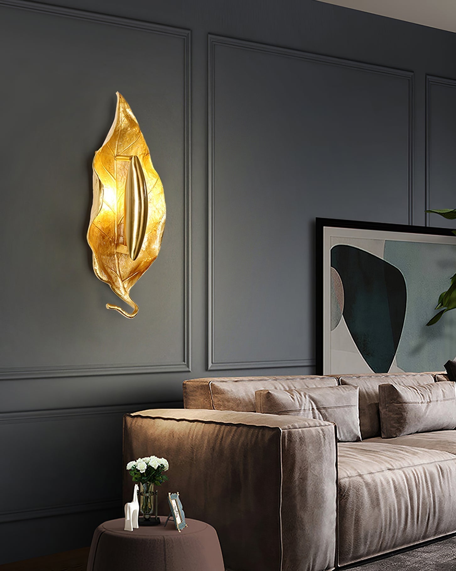 Leaf Brass Wall Light, Hardwired Wall Sconce, detail 24