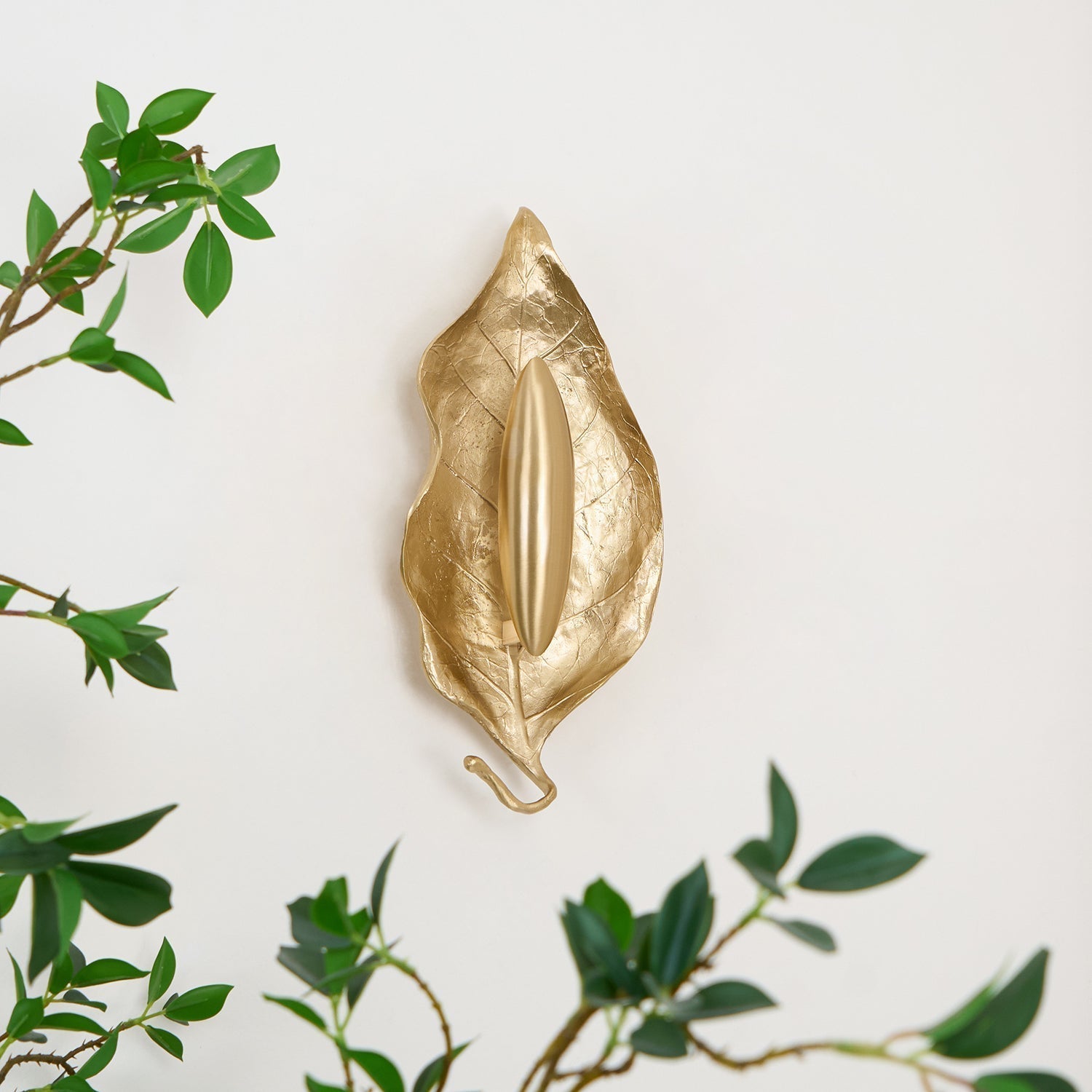Leaf Brass Wall Light, Hardwired Wall Sconce, detail 38