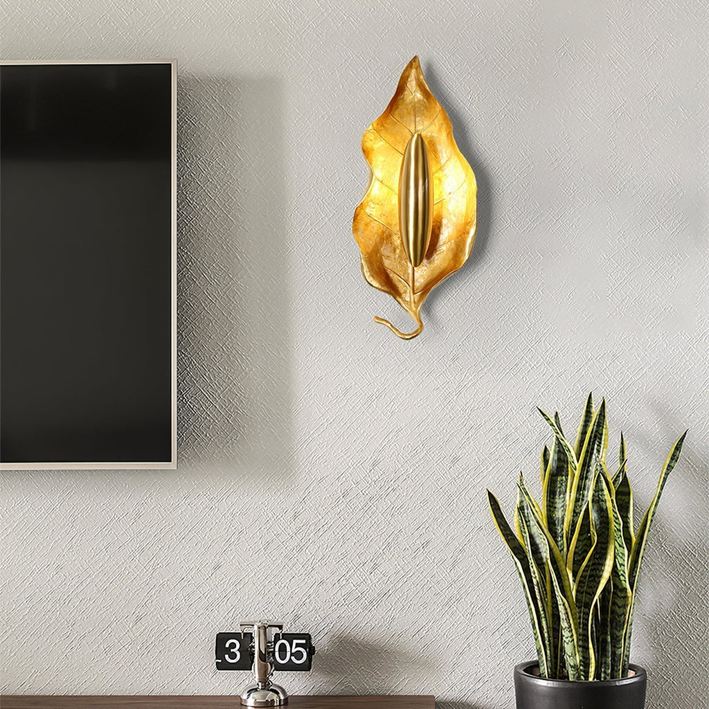 Leaf Brass Wall Light, Hardwired Wall Sconce, detail 27