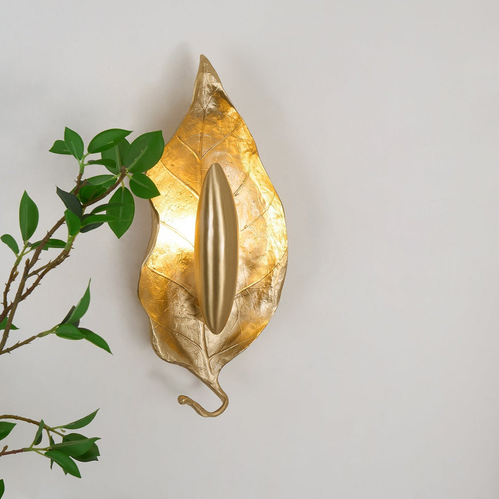 Leaf Brass Wall Light, Hardwired Wall Sconce, detail 6