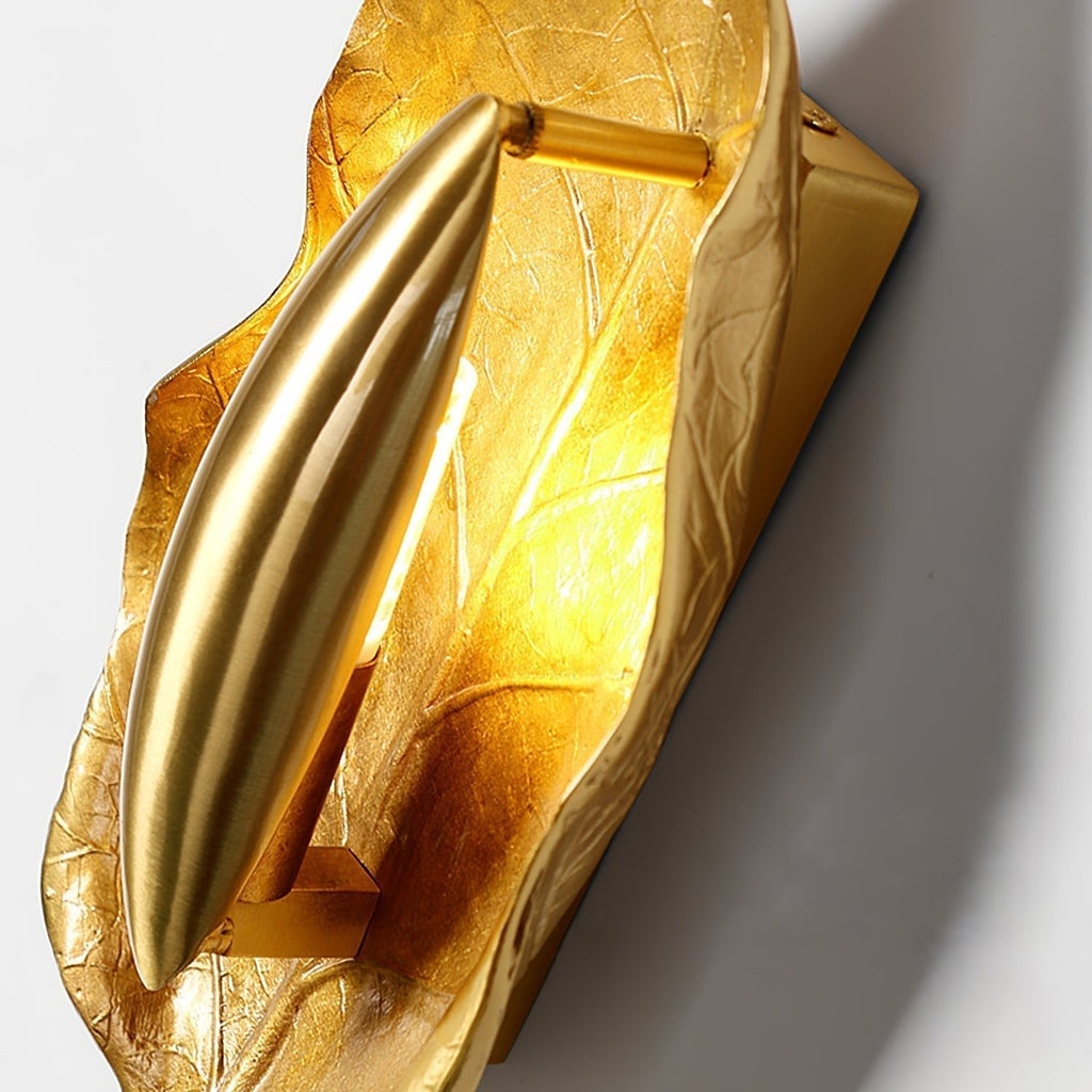 Leaf Brass Wall Light, Hardwired Wall Sconce, detail 12