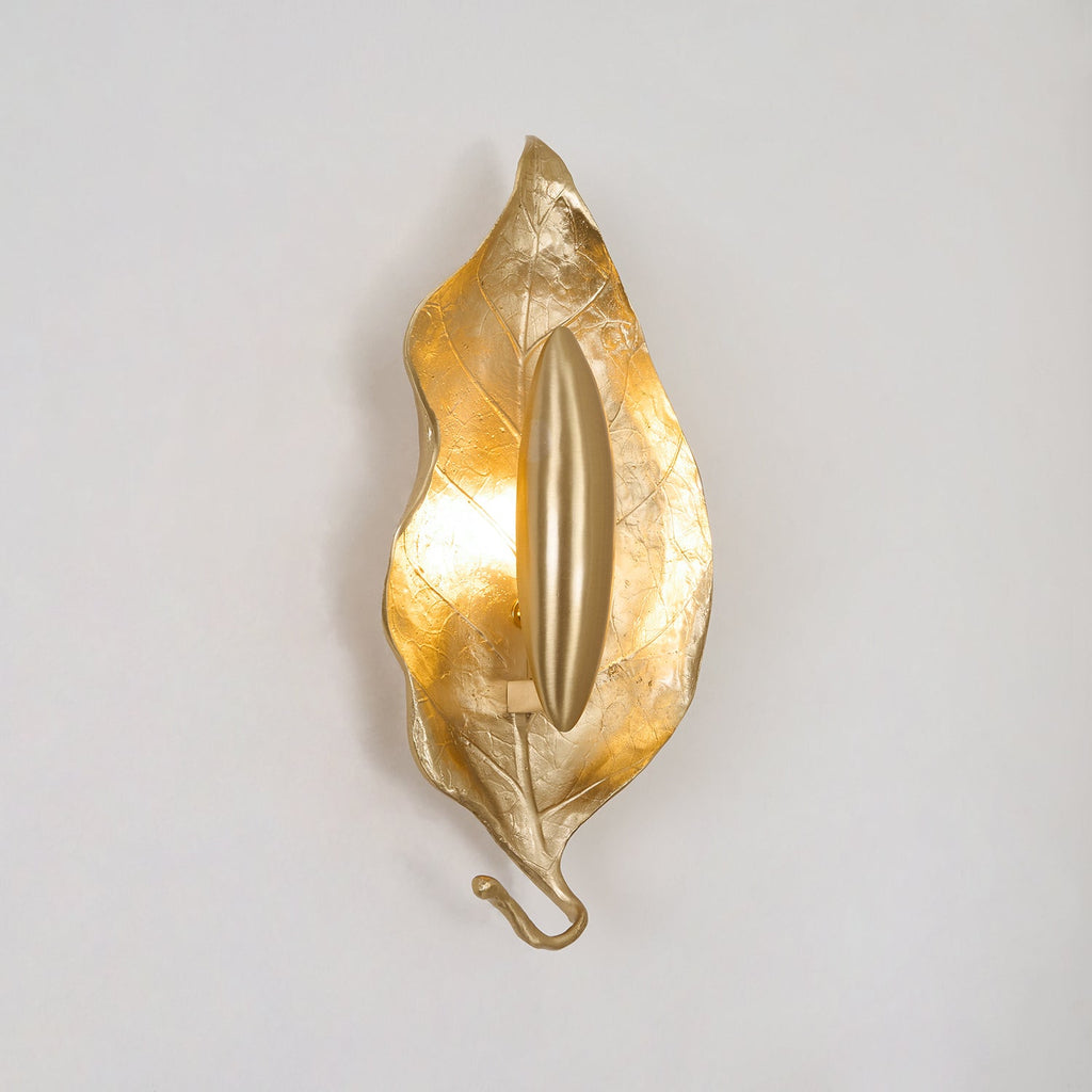 Leaf Brass Wall Light, Hardwired Wall Sconce, detail 3