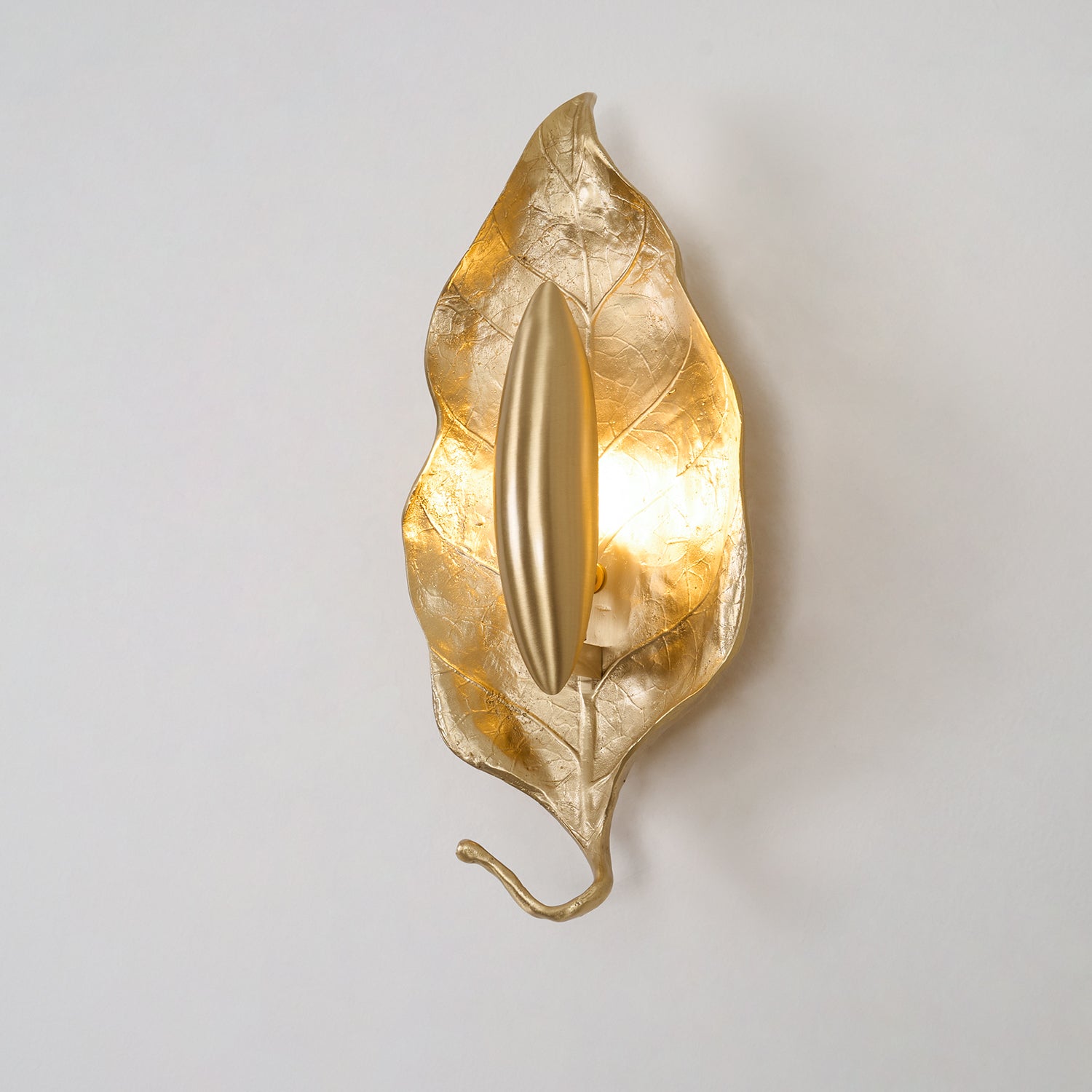 Leaf Brass Wall Light, Hardwired Wall Sconce, detail 4