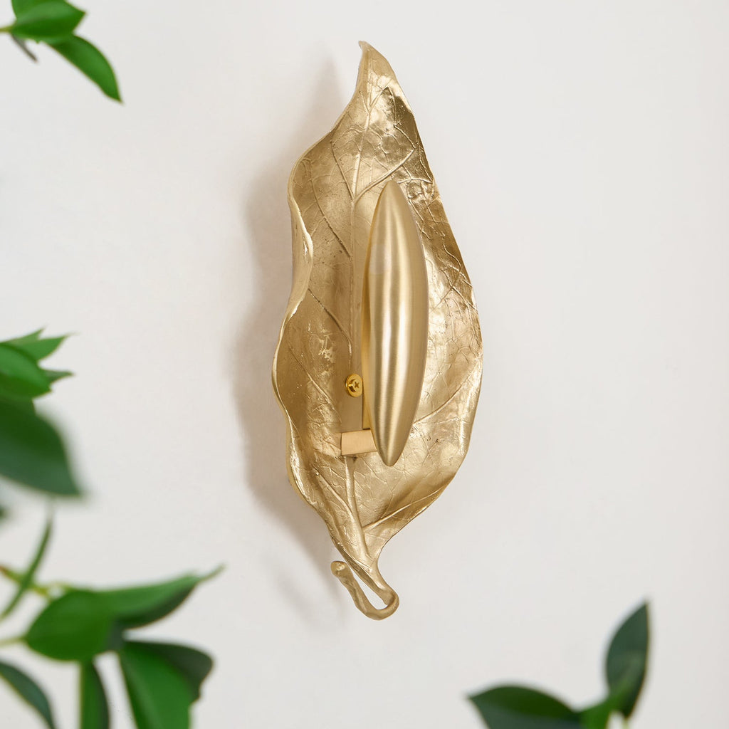Leaf Brass Wall Light, Hardwired Wall Sconce, detail 35