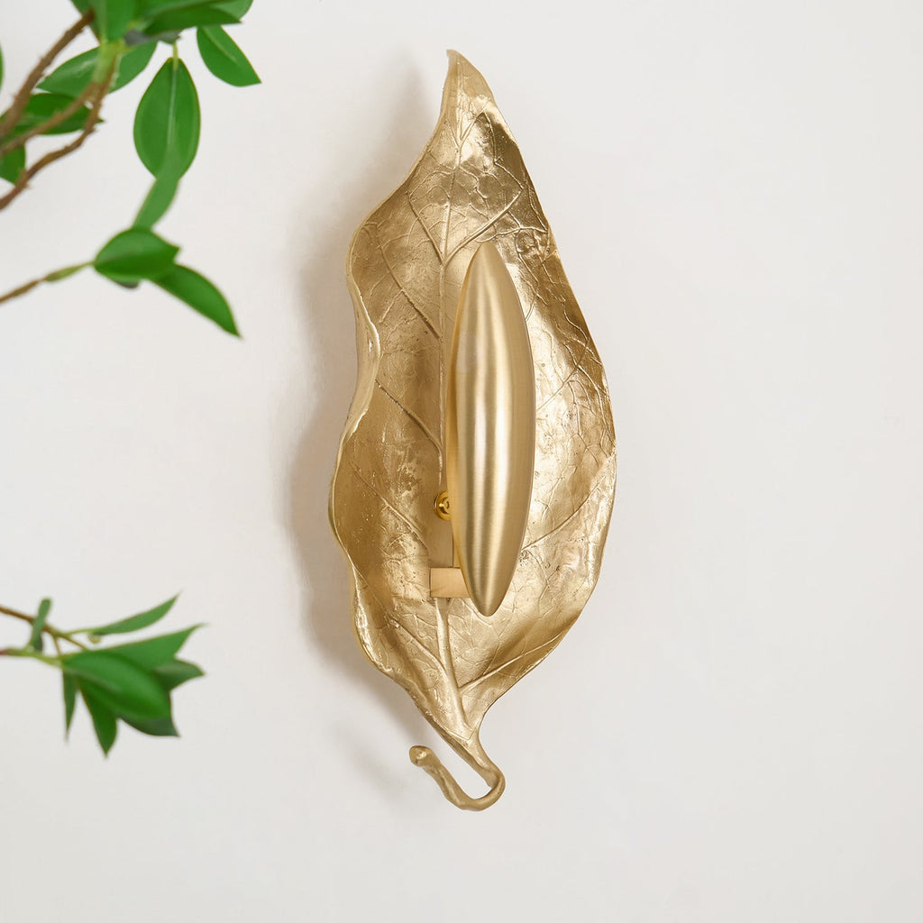 Leaf Brass Wall Light, Hardwired Wall Sconce, detail 37