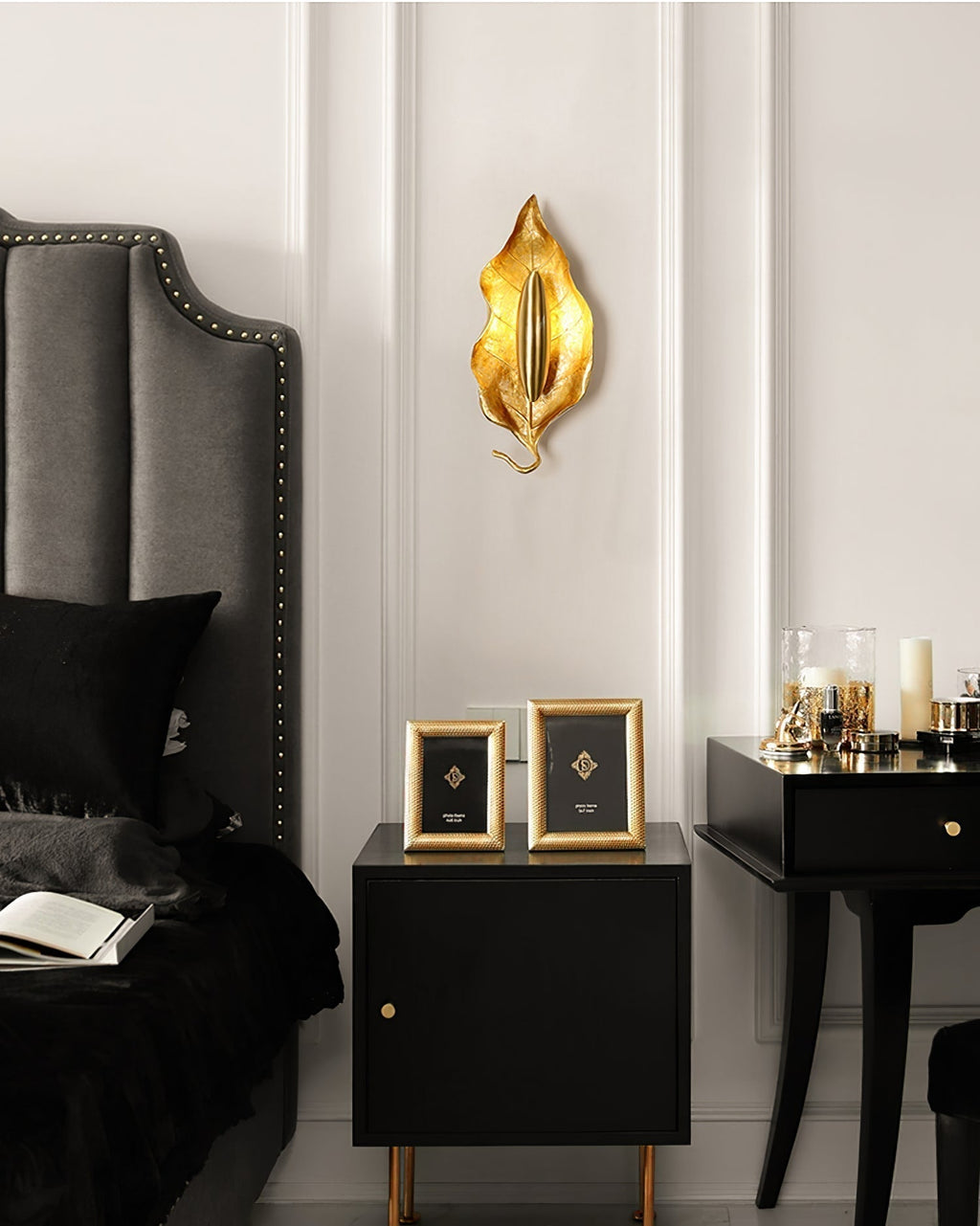 Leaf Brass Wall Light, Hardwired Wall Sconce, detail 23