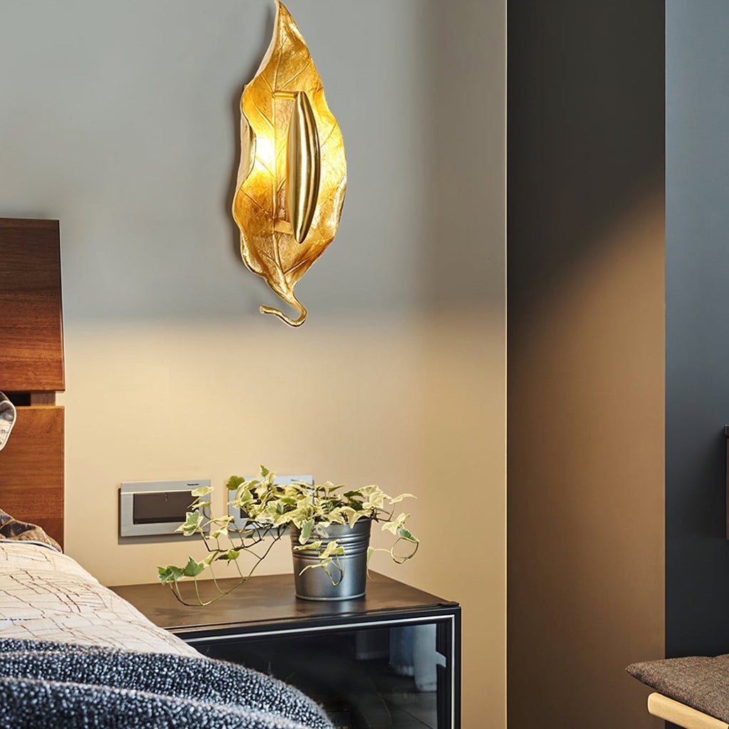 Leaf Brass Wall Light, Hardwired Wall Sconce, detail 20