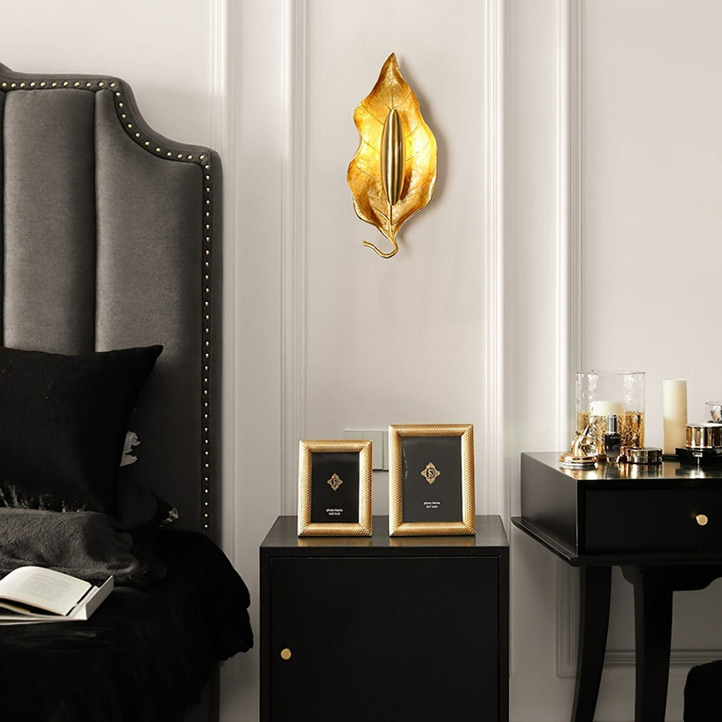 Leaf Brass Wall Light, Hardwired Wall Sconce, detail 26