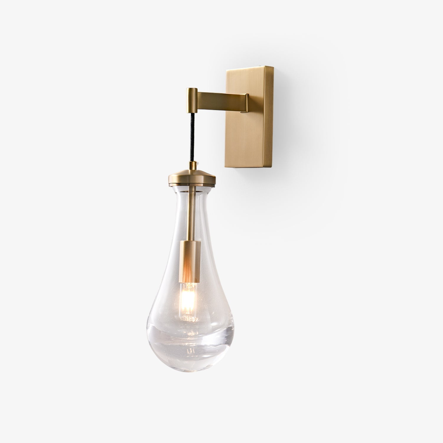 Leontine Glass Wall Light, Hardwired Wall Sconce, L 13cm x W 16cm x H 45cm