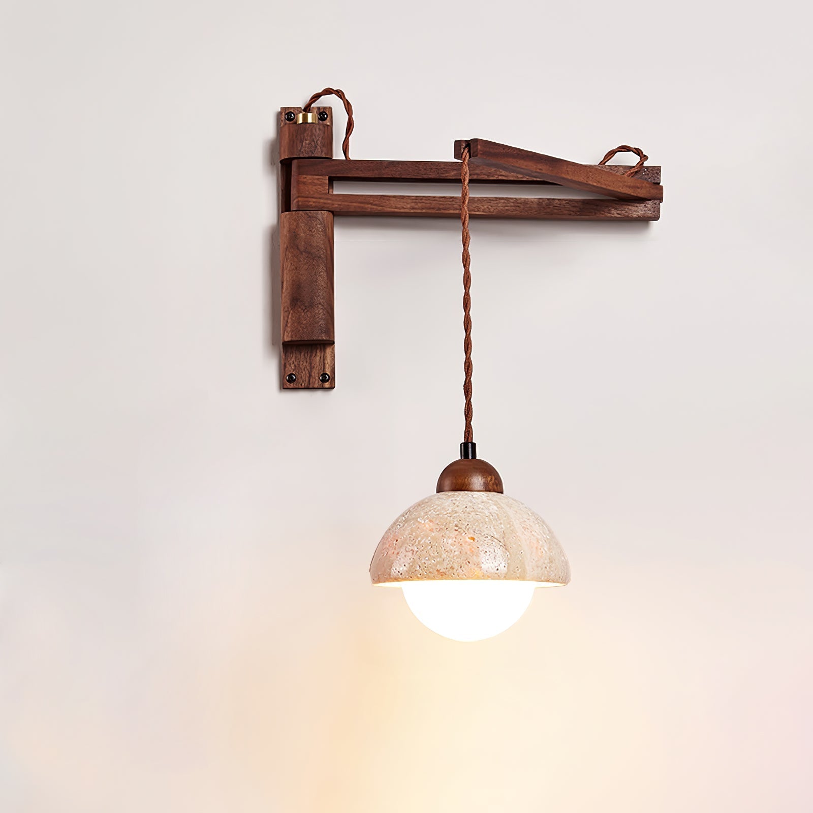 Adjustable Travertine Dome Wall Light, Hardwired Wall Sconce, detail 8