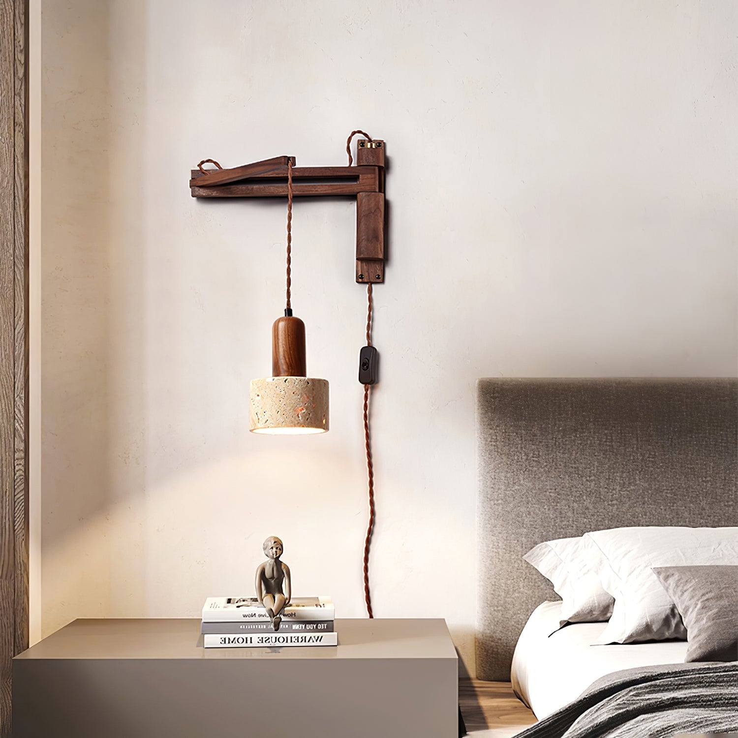 Ligno Arc Wall Light, Plug-In Wall Sconce, detail 5