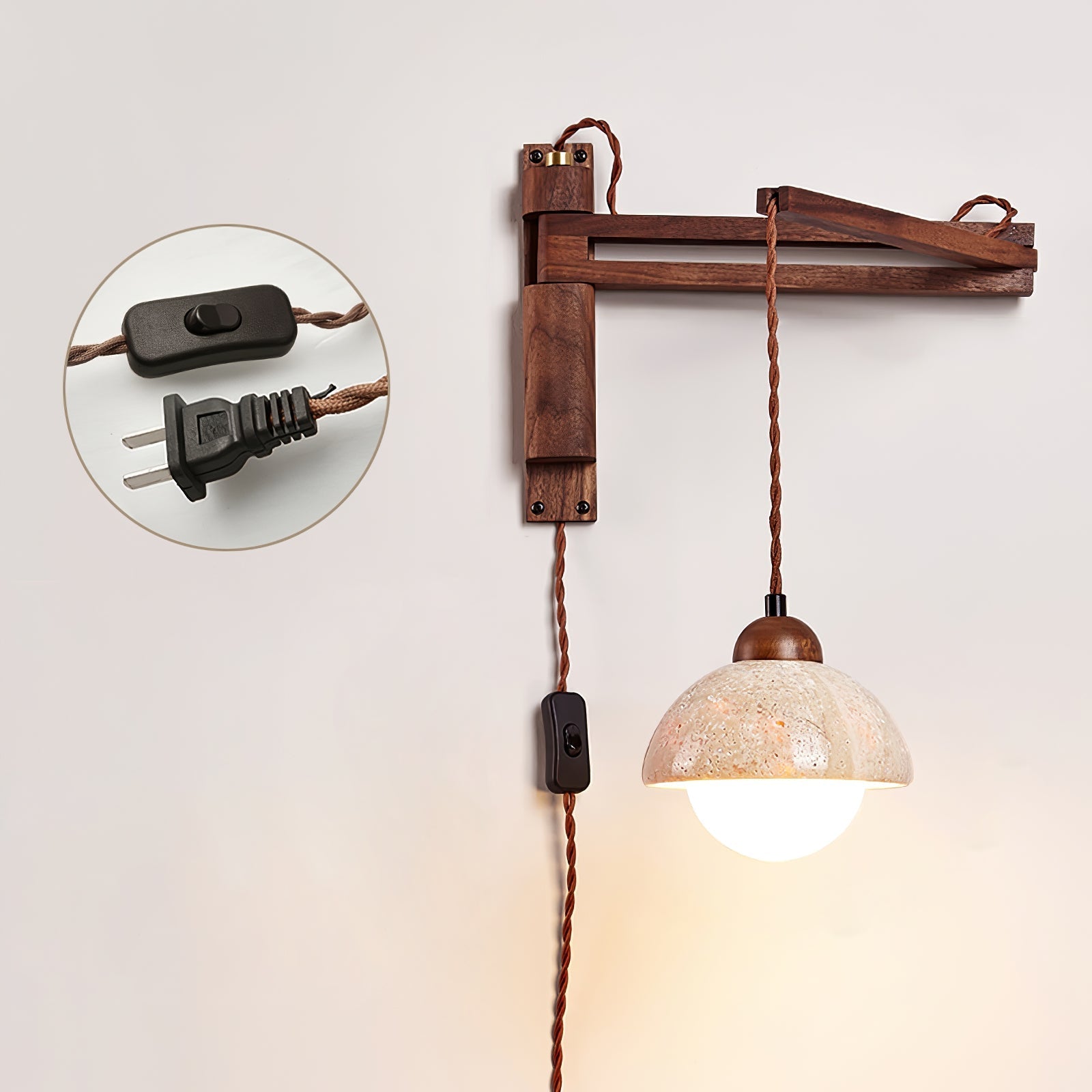 Ligno Arc Wall Light, Plug-In Wall Sconce, detail 17