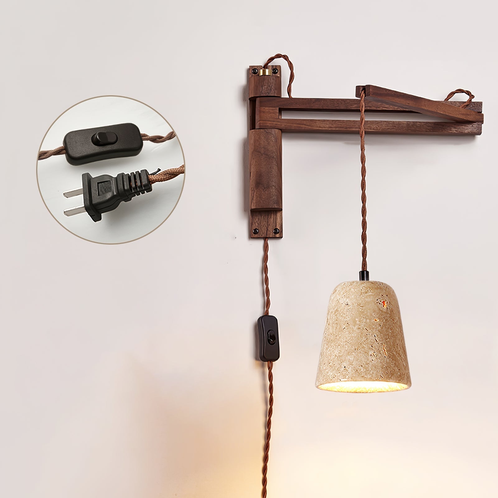 Ligno Arc Wall Light, Plug-In Wall Sconce, detail 18