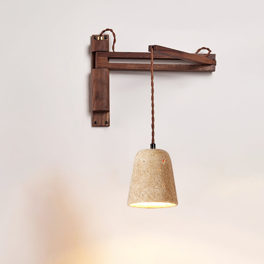 Adjustable Travertine Dome Wall Light, Hardwired Wall Sconce, detail 9