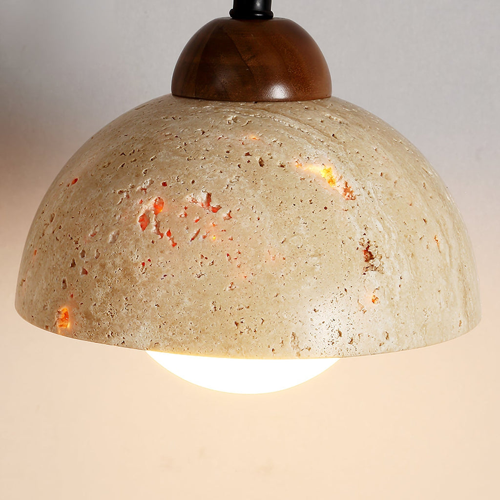Adjustable Travertine Dome Wall Light, Hardwired Wall Sconce, detail 5