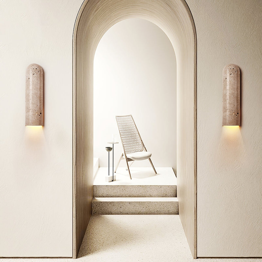 Lina Travertine Wall Light, Hardwired Wall Sconce, detail 2