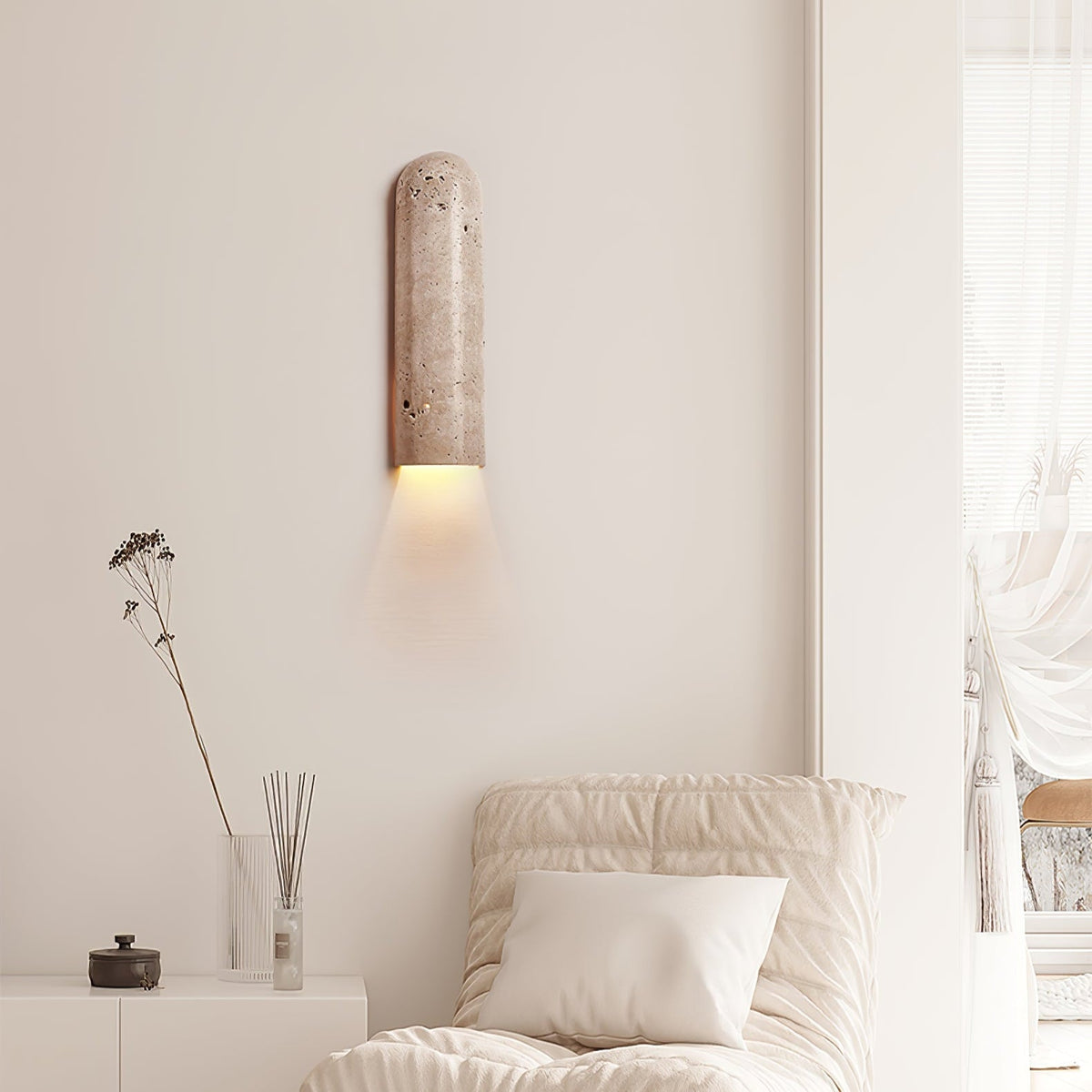 Lina Travertine Wall Light, Hardwired Wall Sconce, detail 4