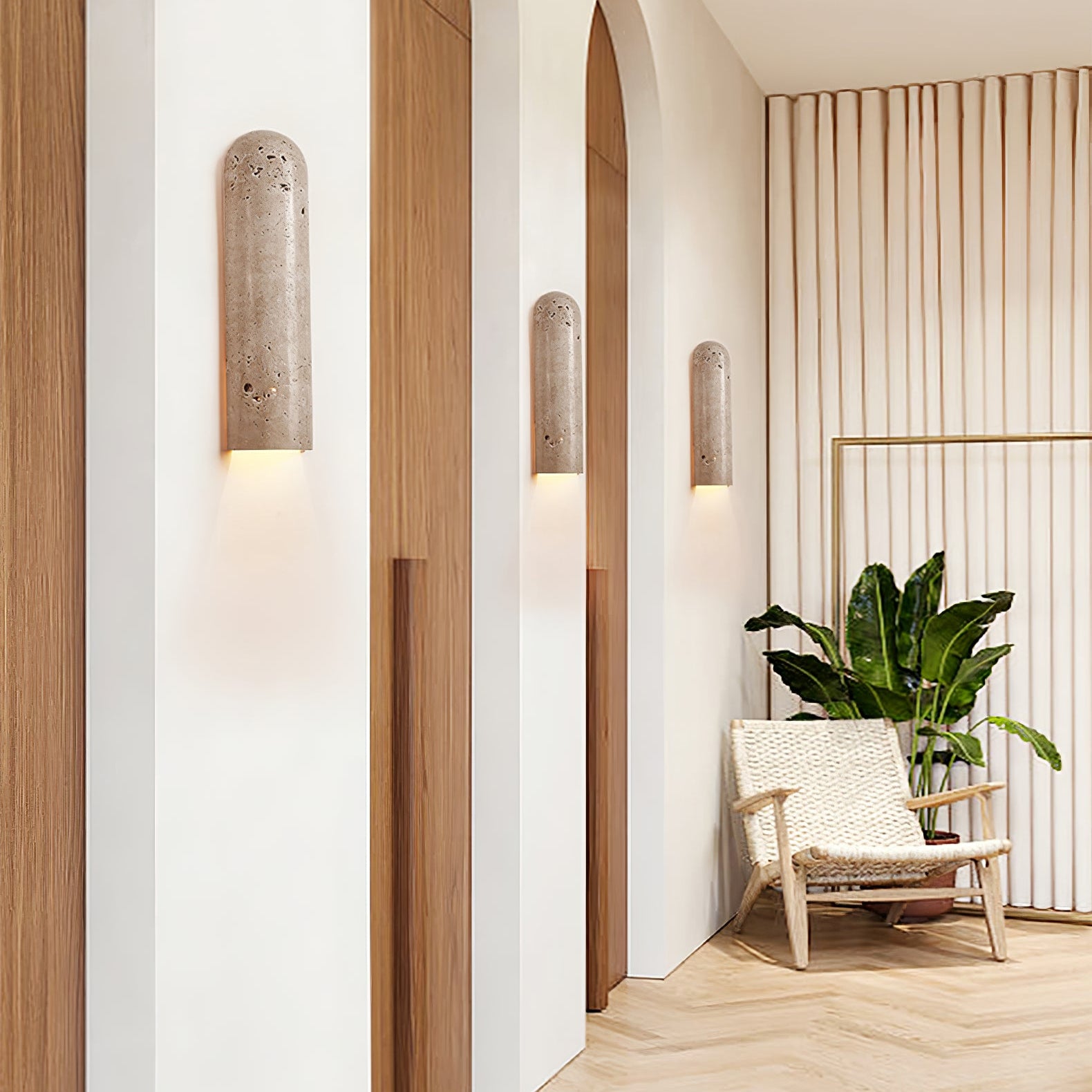 Lina Travertine Wall Light, Hardwired Wall Sconce, detail 5