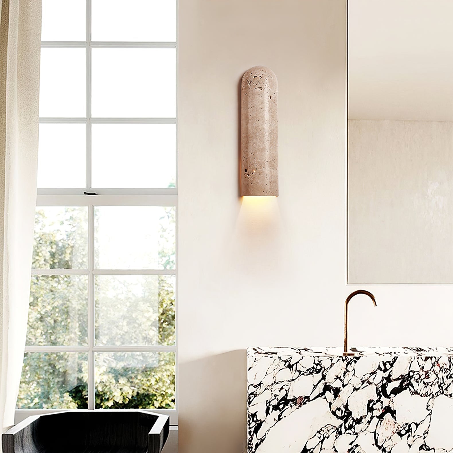 Lina Travertine Wall Light, Hardwired Wall Sconce, detail 7