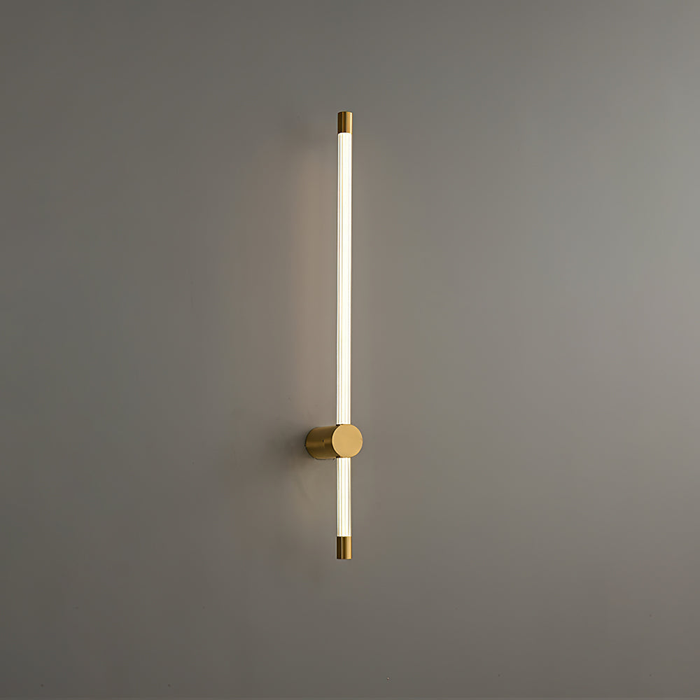 Linear LED Wall Light - Dia 6cm x H 65cm Brass, Hardwired Wall Sconce, detail 15