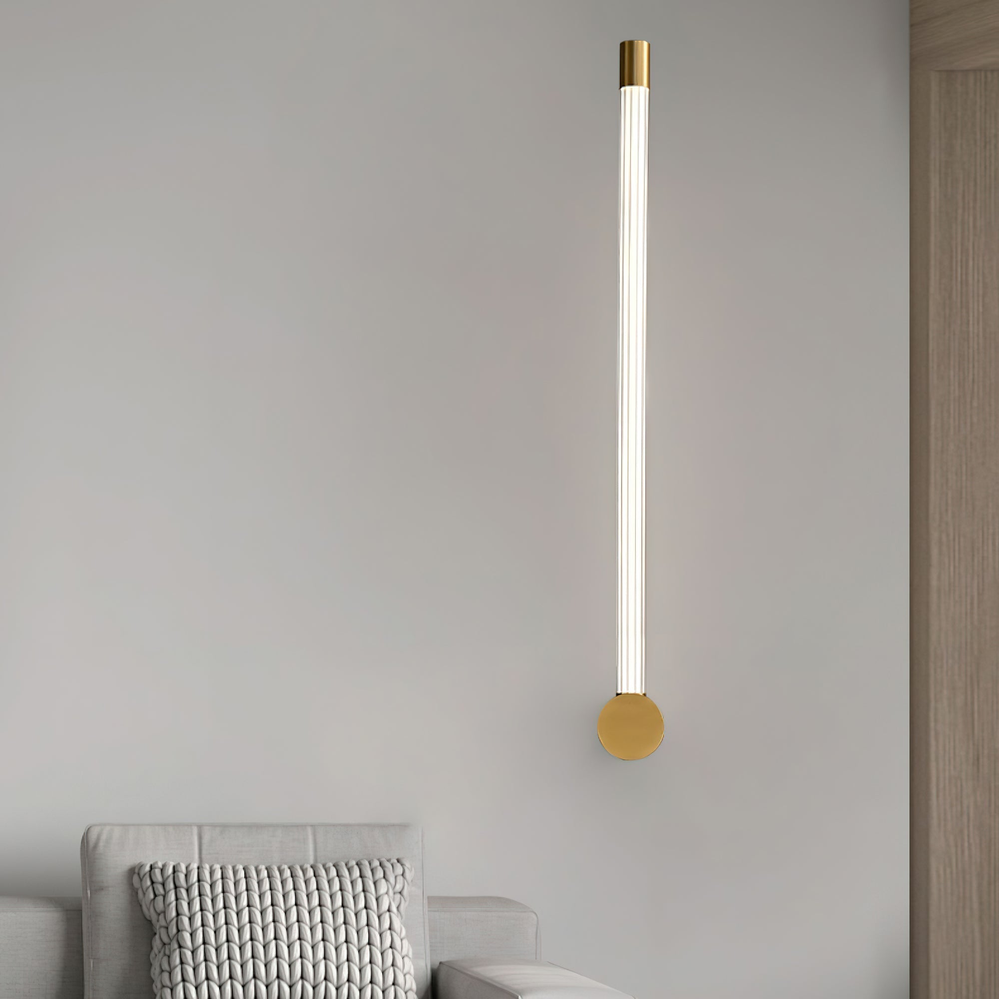 Linear LED Rechargeable Wall Light - ∅ 2.7″ x H 25.6″ Metal, Bedroom Wall Sconce, detail 5