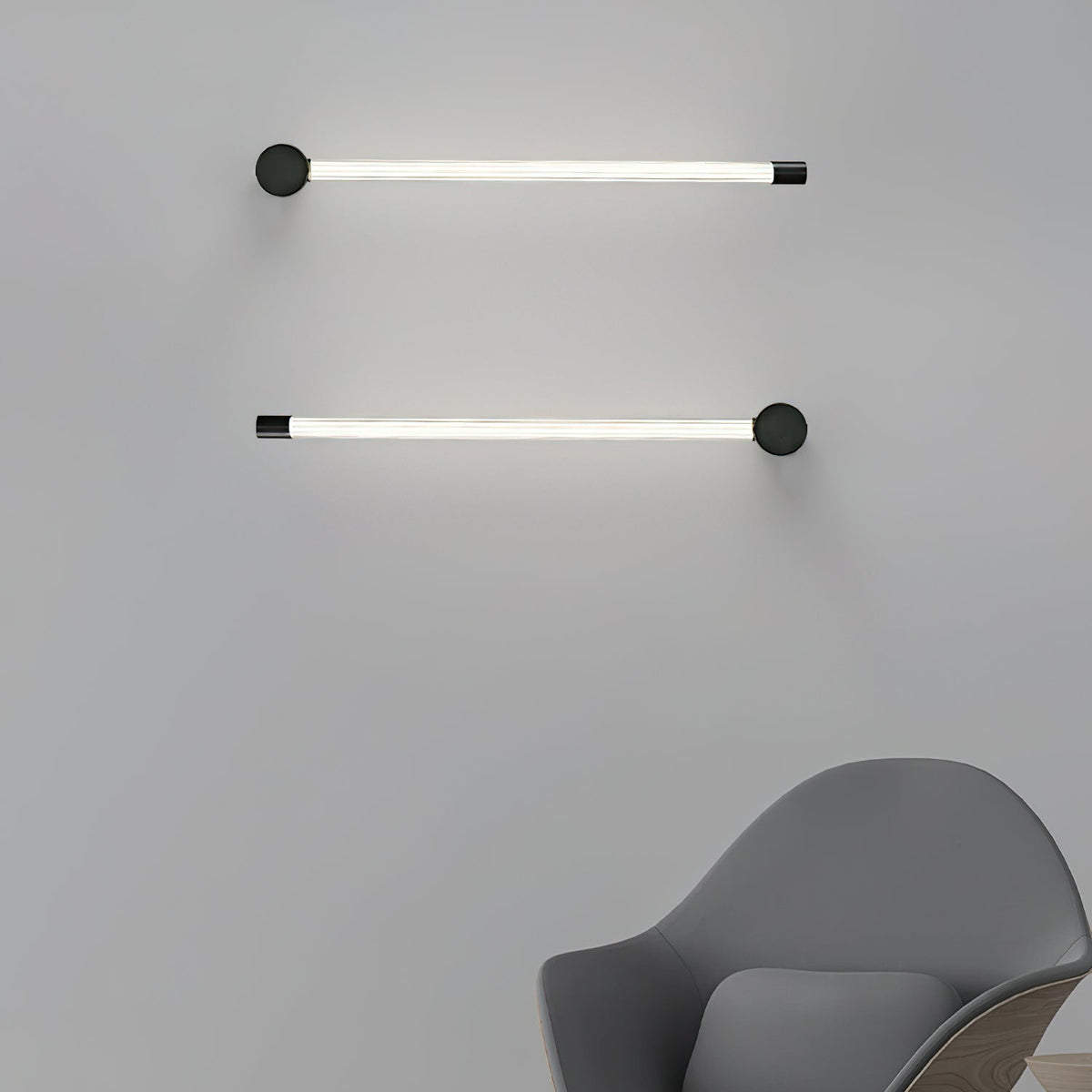 Linear LED Wall Light - Dia 6cm x H 65cm Brass, Hardwired Wall Sconce, detail 9