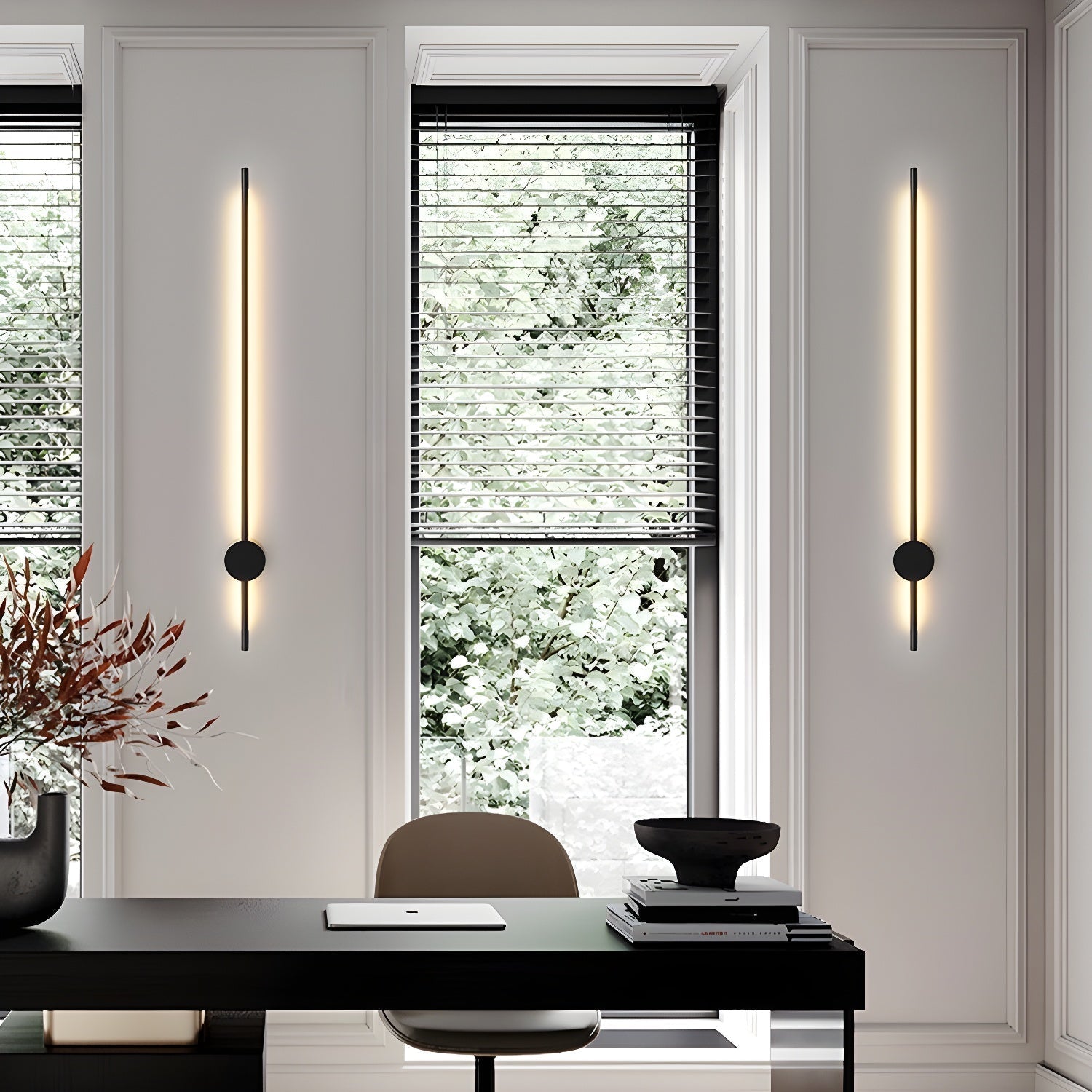 Linear LED Wall Light - Dia 10cm x H 60cm Metal, Hardwired Wall Sconce, detail 2