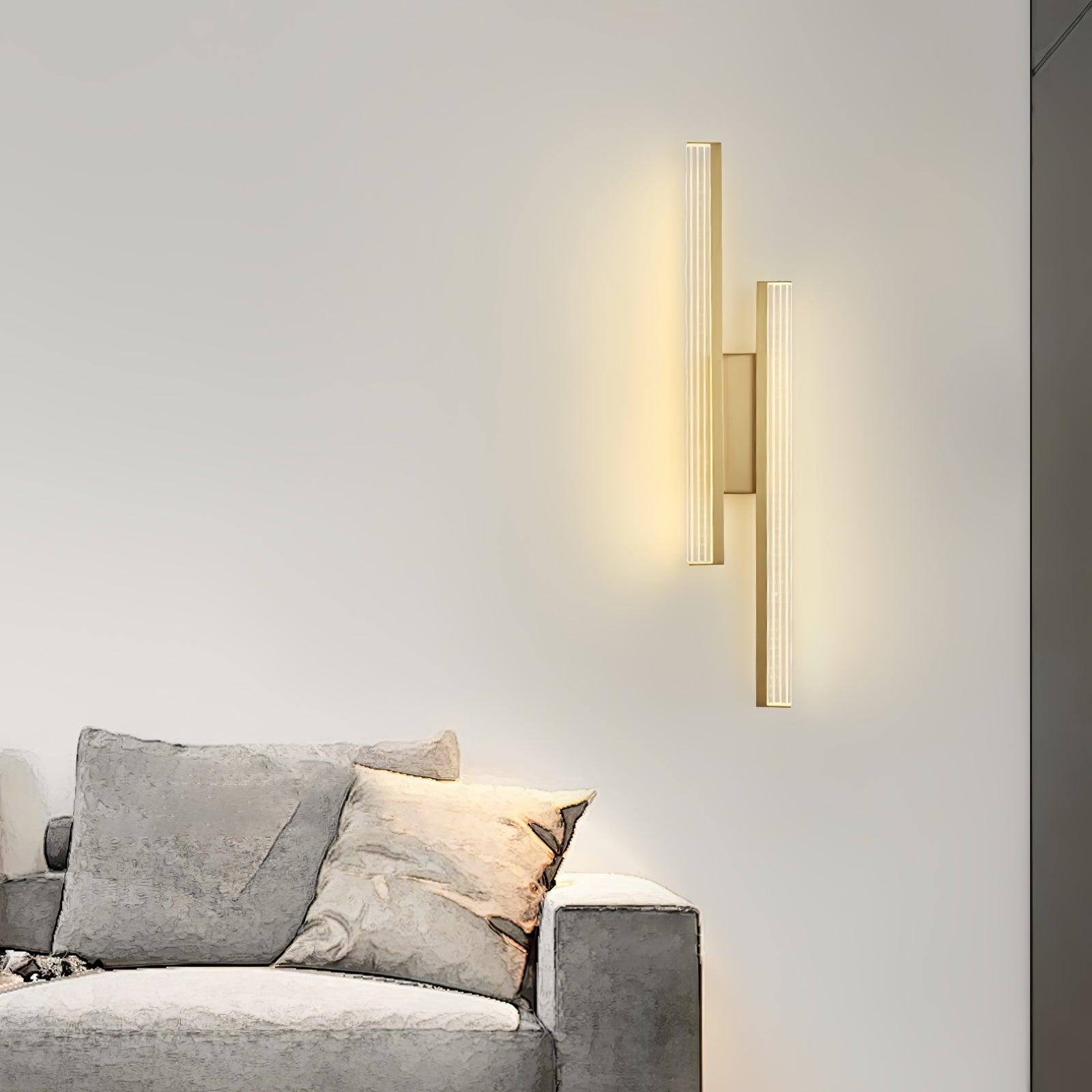 Linear LED Wall Light - W 11cm x H 60cm Brass, Hardwired Wall Sconce, detail 3