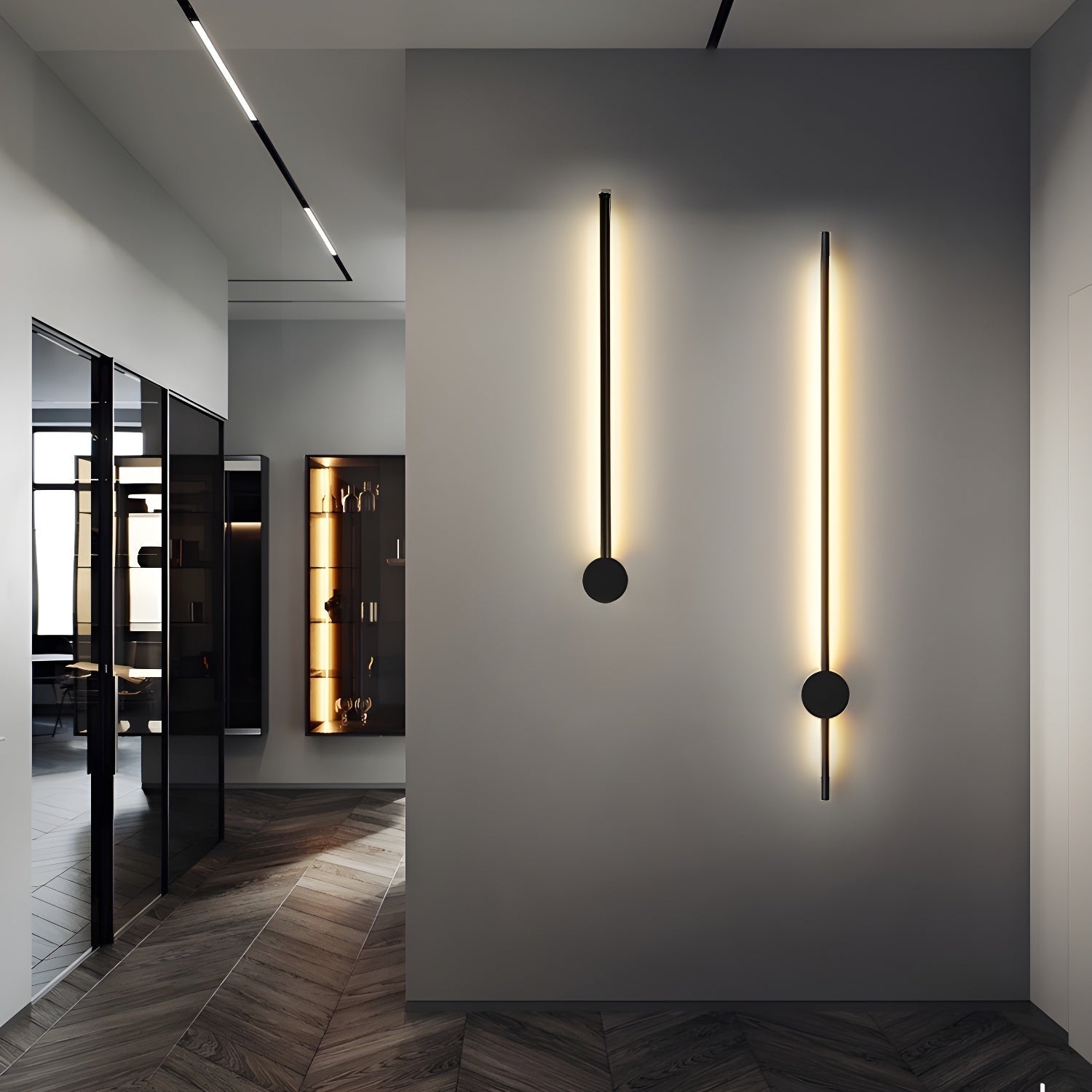 Linear LED Wall Light - Dia 10cm x H 60cm Metal, Hardwired Wall Sconce, detail 3