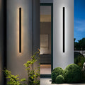 Clean-Lined Long Strip LED Waterproof Black Contemporary Solar Wall Light, Wall Sconce, Iron, 23.6"