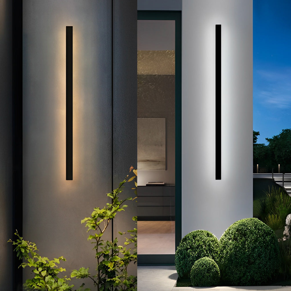 Clean-Lined Long Strip LED Waterproof Black Contemporary Solar Wall Light, Wall Sconce, Iron, 23.6"
