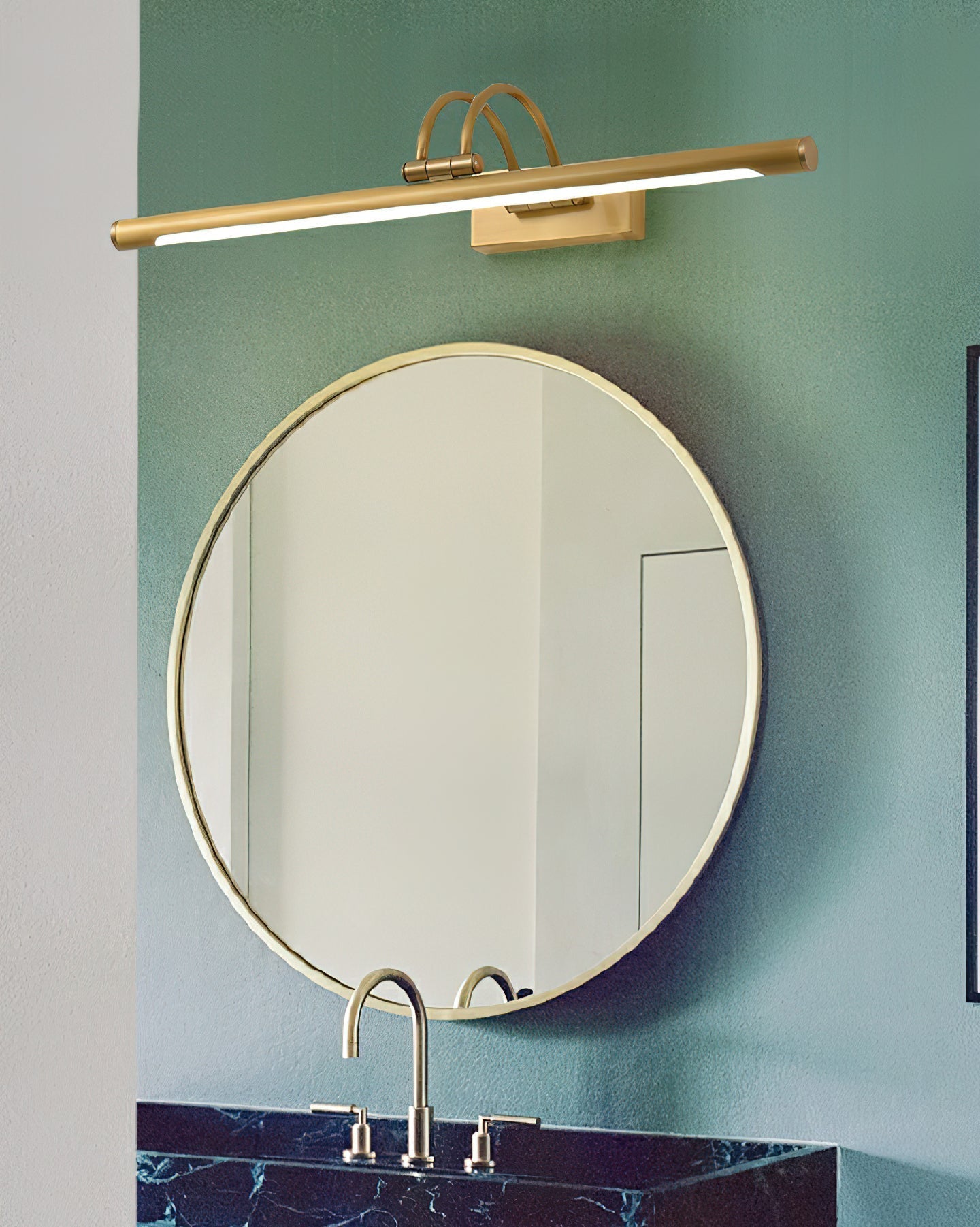 Linear Vanity Wall Fixture - L 17.7″ x H 7.1″ Brass, Bathroom Vanity Light, detail 6