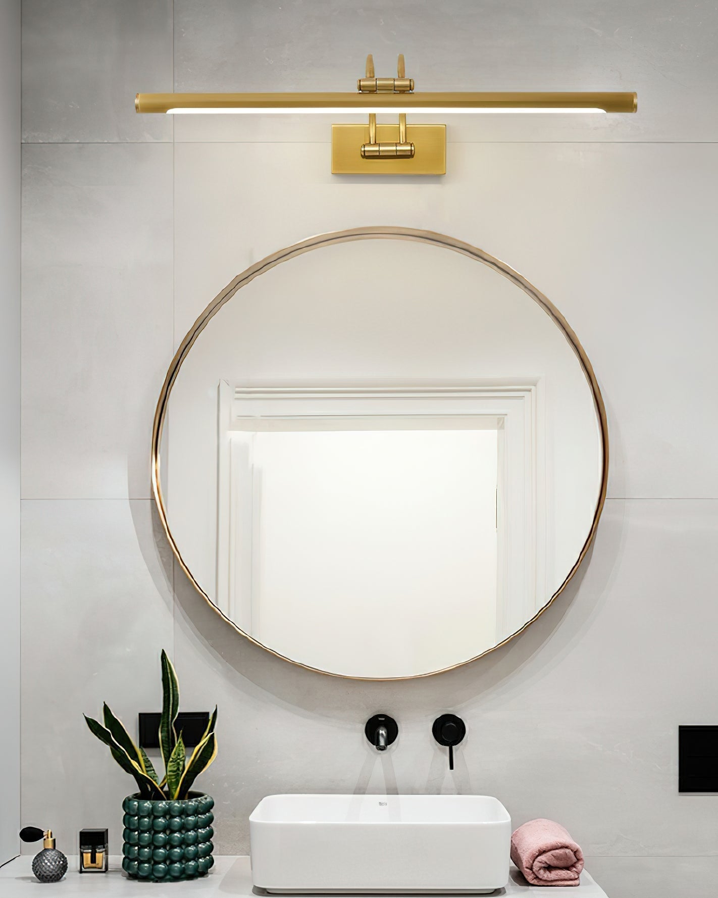 Linear Vanity Wall Fixture - L 17.7″ x H 7.1″ Brass, Bathroom Vanity Light, detail 8