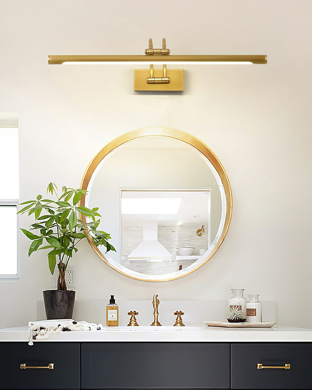 Linear Vanity Wall Fixture - Dia 35cm x H 18cm Brass, Bathroom Vanity Light, detail 14